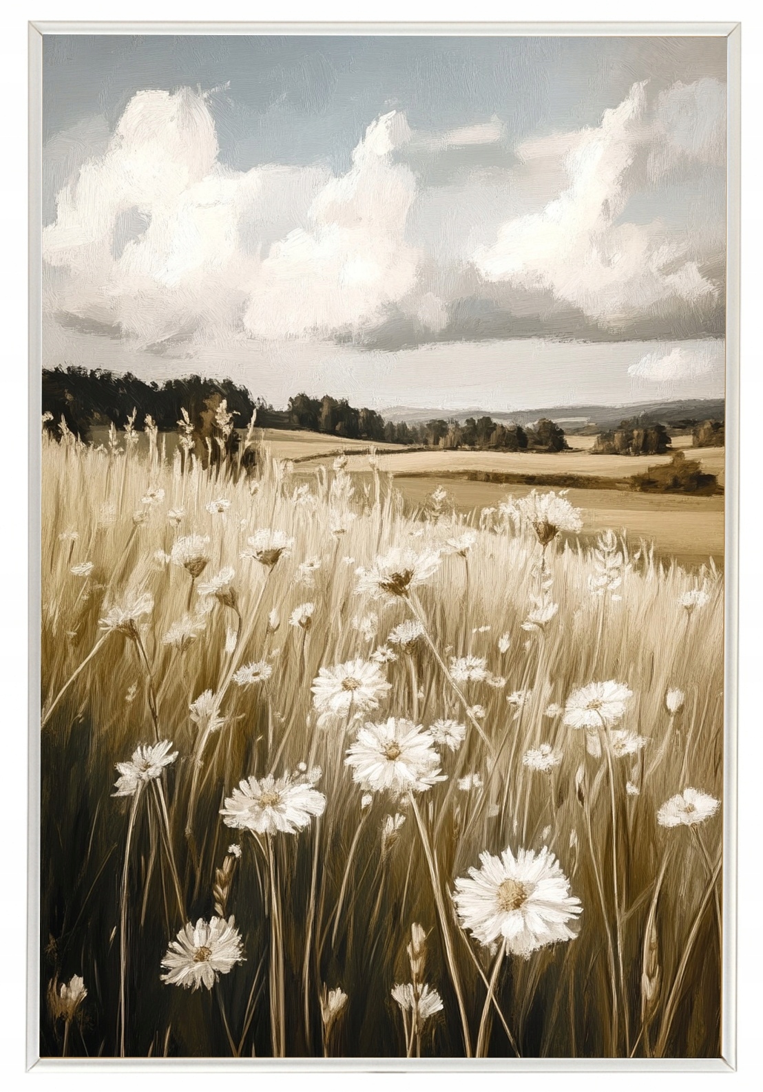 Plakát Rámeček Hliník Vintage Vesnice Pole Louka Květiny Sedmikrásky Léto 40x60