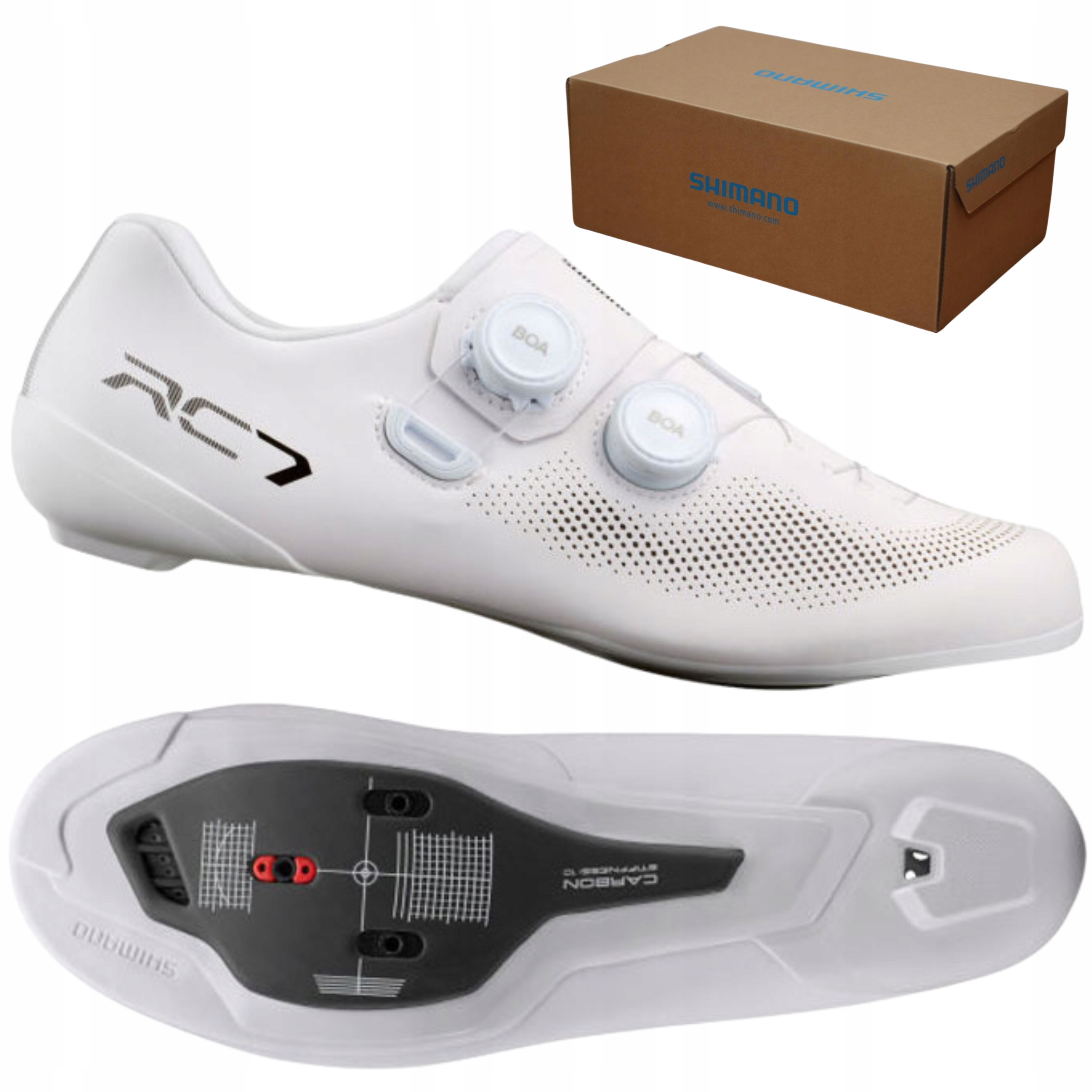 Buty rowerowe szosowe Shimano SH-RC703 RC7 Spd r. 43 Białe Boa x2 Sztywne
