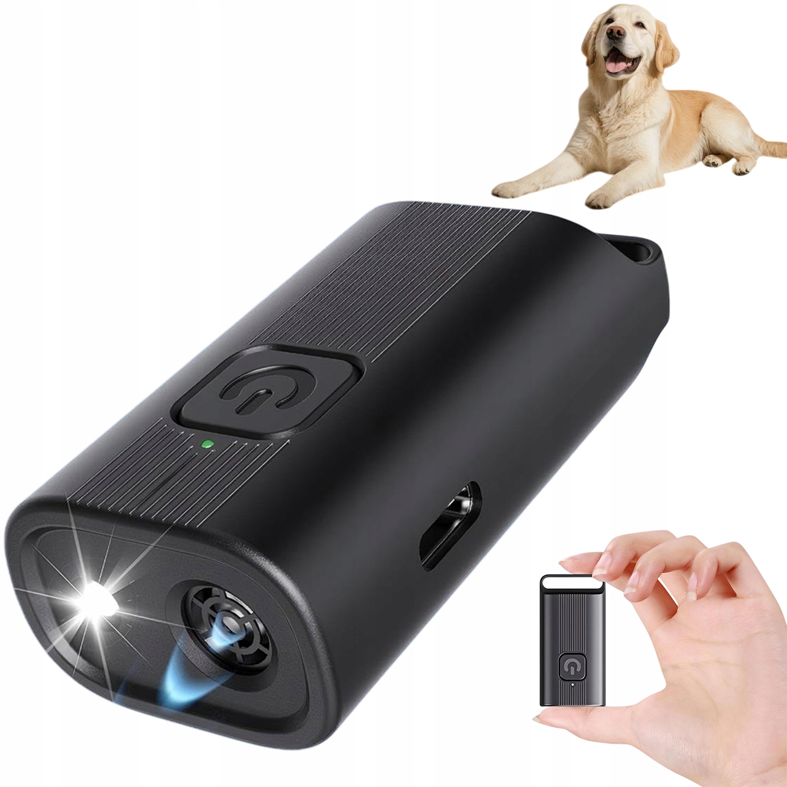 Levně Přenosný Ultrazvukový Trenér Psů Led 3V1 Nabíjecí Zařízení 15 M Černé
