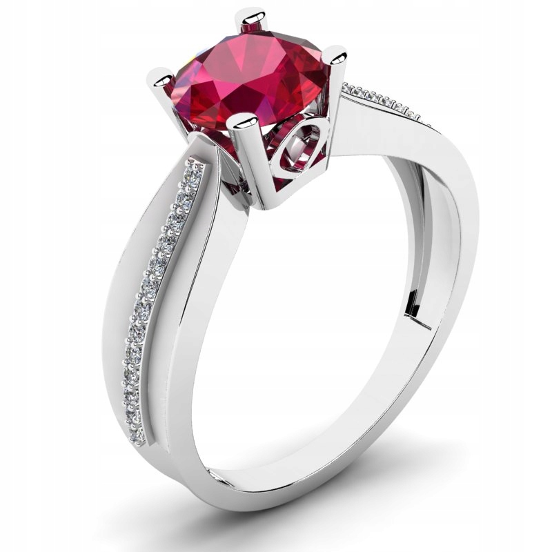 

Pierścionek Z Białego Złota Z Czerwoną Cyrkonią