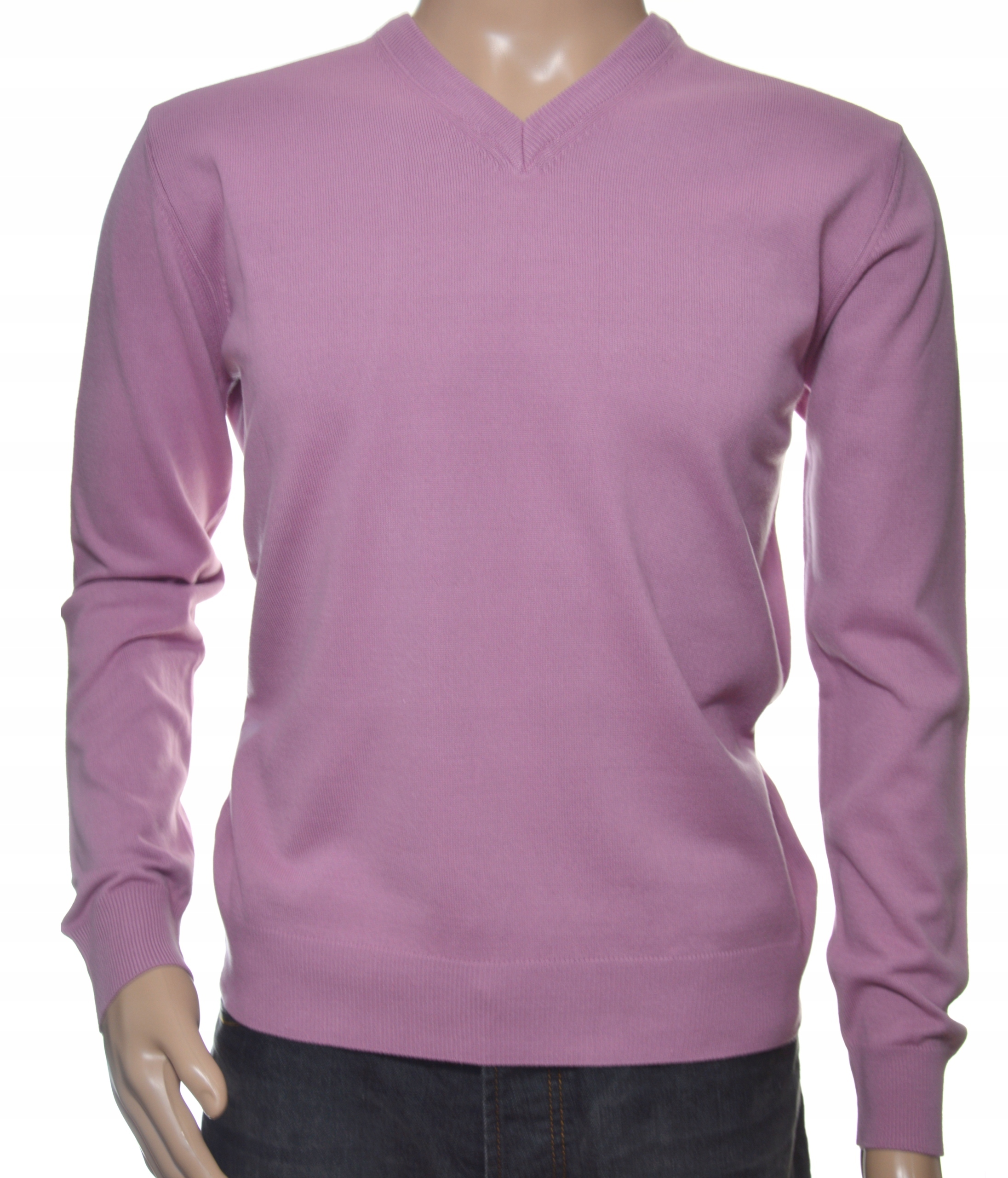 Pánský svetr z kašmíru a merino vlny kašmírový s špicí M vřesový 262