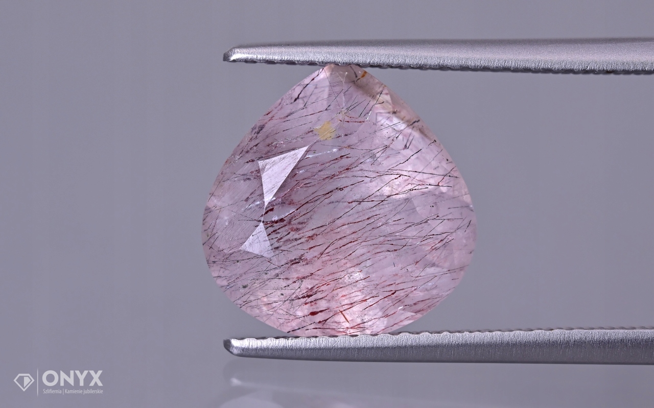 Jahodový křemen fasetovaný slza 11,5x11,5 mm