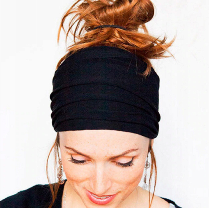 OPASKA SZEROKA 20 CM DAMSKA CZARNA NA WŁOSY BAWEŁNIANA DOBRA JAKOŚĆ Marka Terra Moda