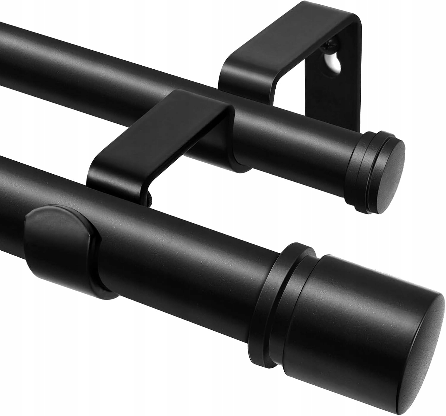 Hotozon Dvojitý garnýž na záclony černý, nastavitelný, silný, 81 cm, 218 cm