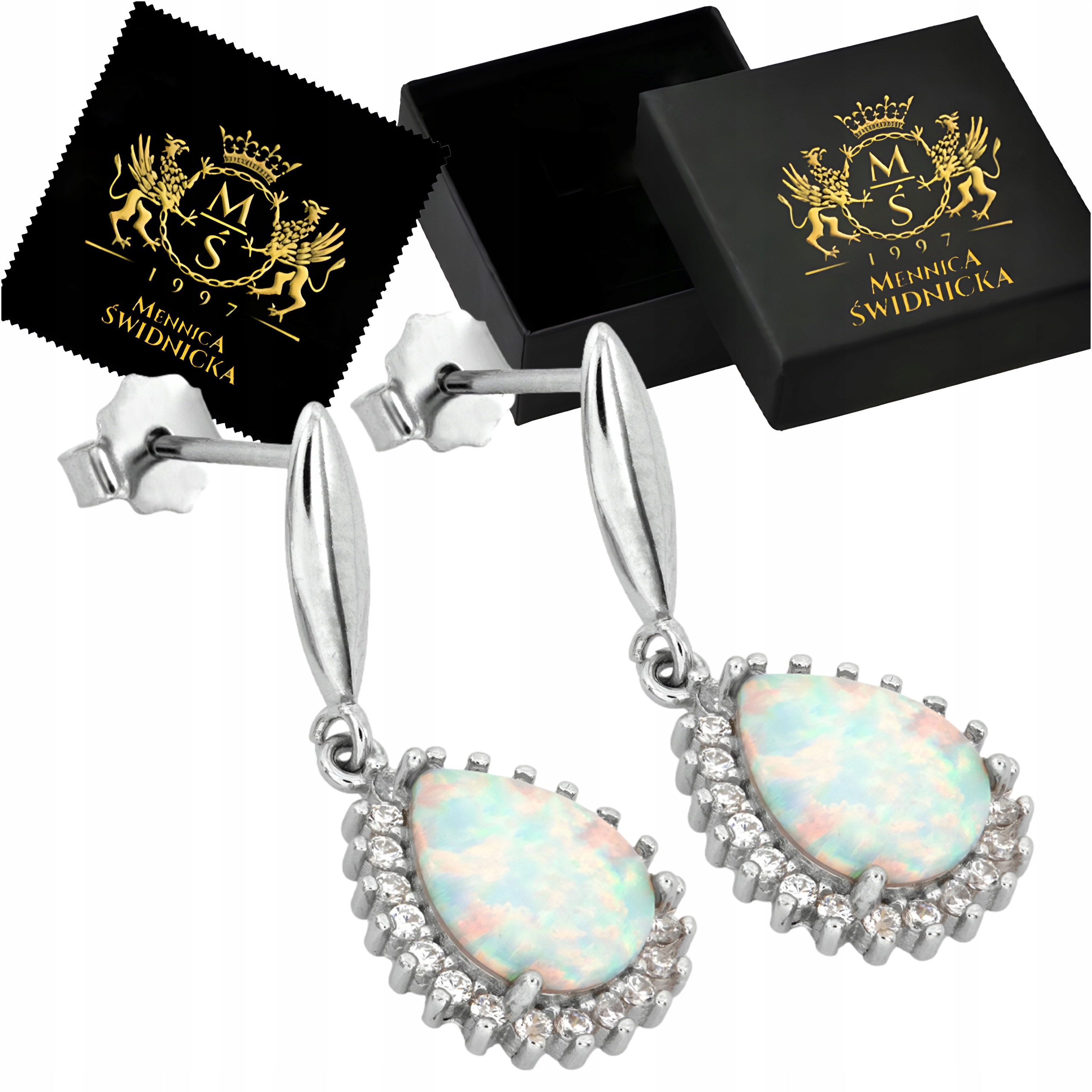 Stříbrné Náušnice s opálem, originální šperky Stříbro 925 pro ženy