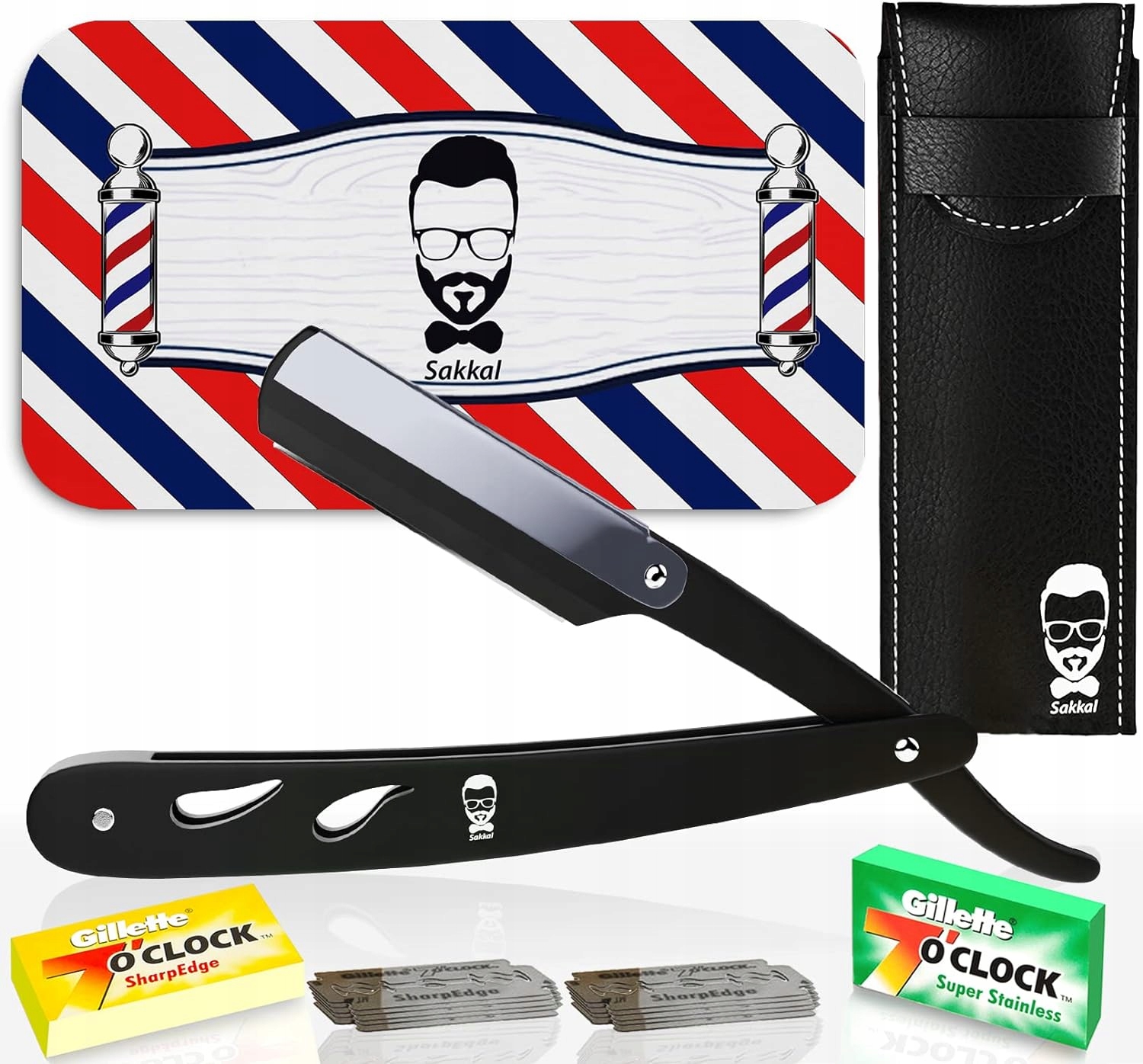 Břitva Na Vousy Barber| Sada 20 Polobřitů Pouzdro Na Holení Brada Men