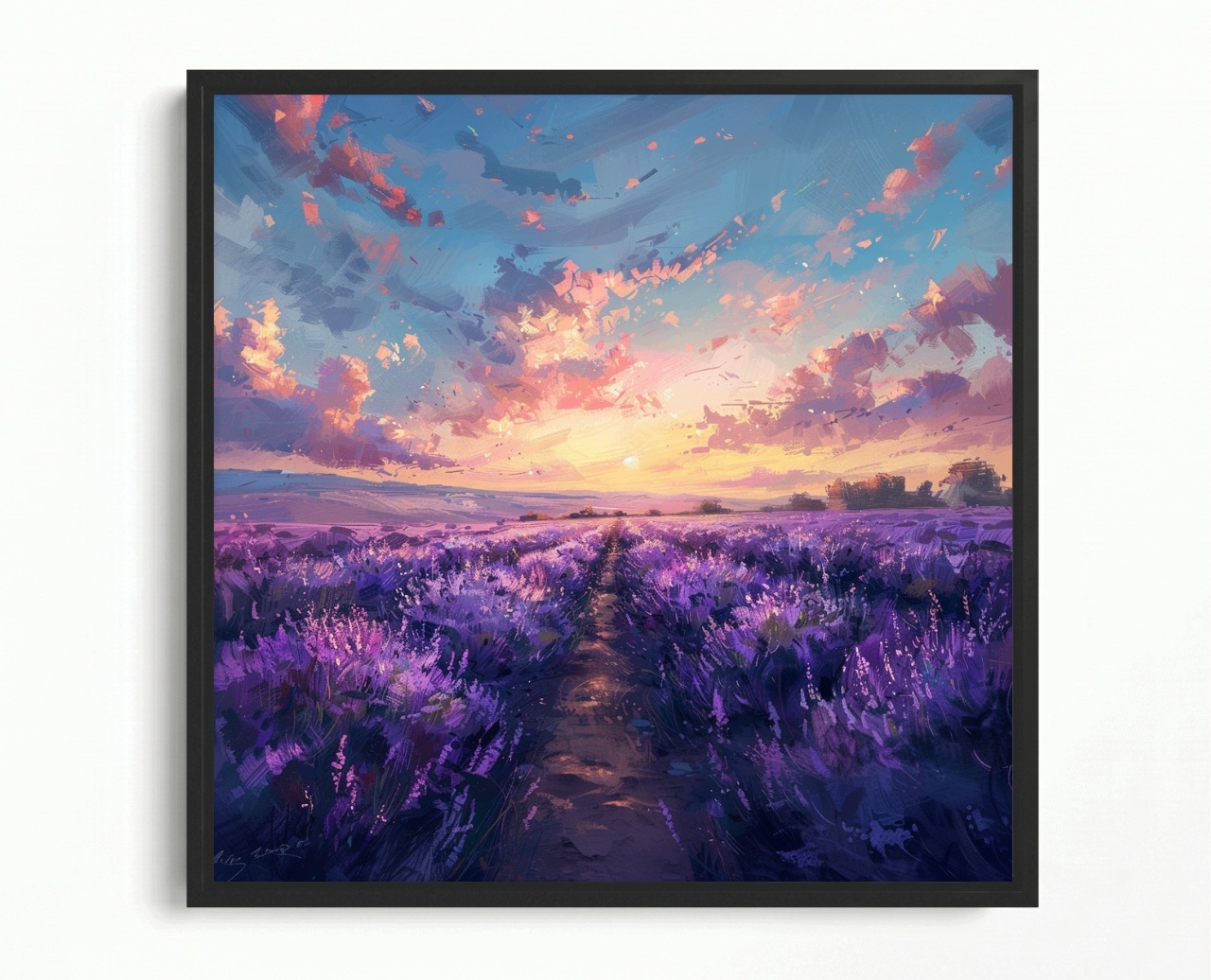 Obraz Rám Americká Krajina Pole Levandule Květiny Slunce Západ 60x60