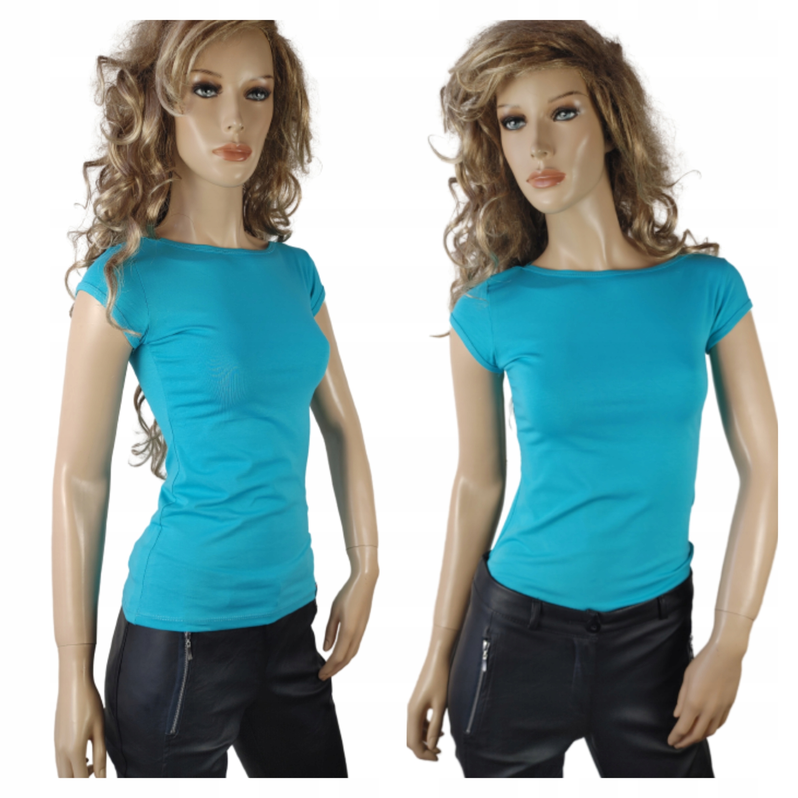 

Gładka bluzka Latynka krótki rękaw Dekolt Łódka