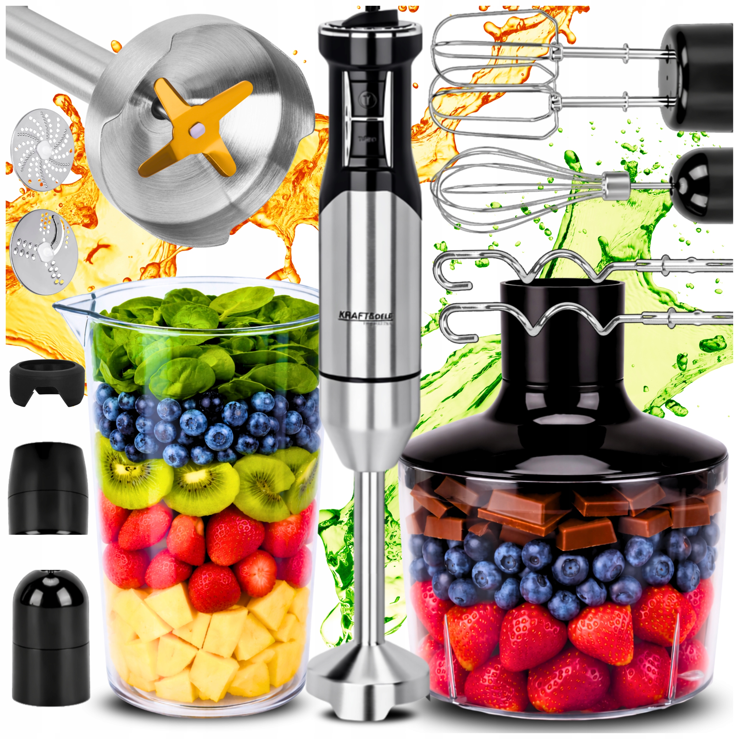 Ruční Mixér Multifunkční Mixér 1500W Titanové Ostří Turbo Funkce