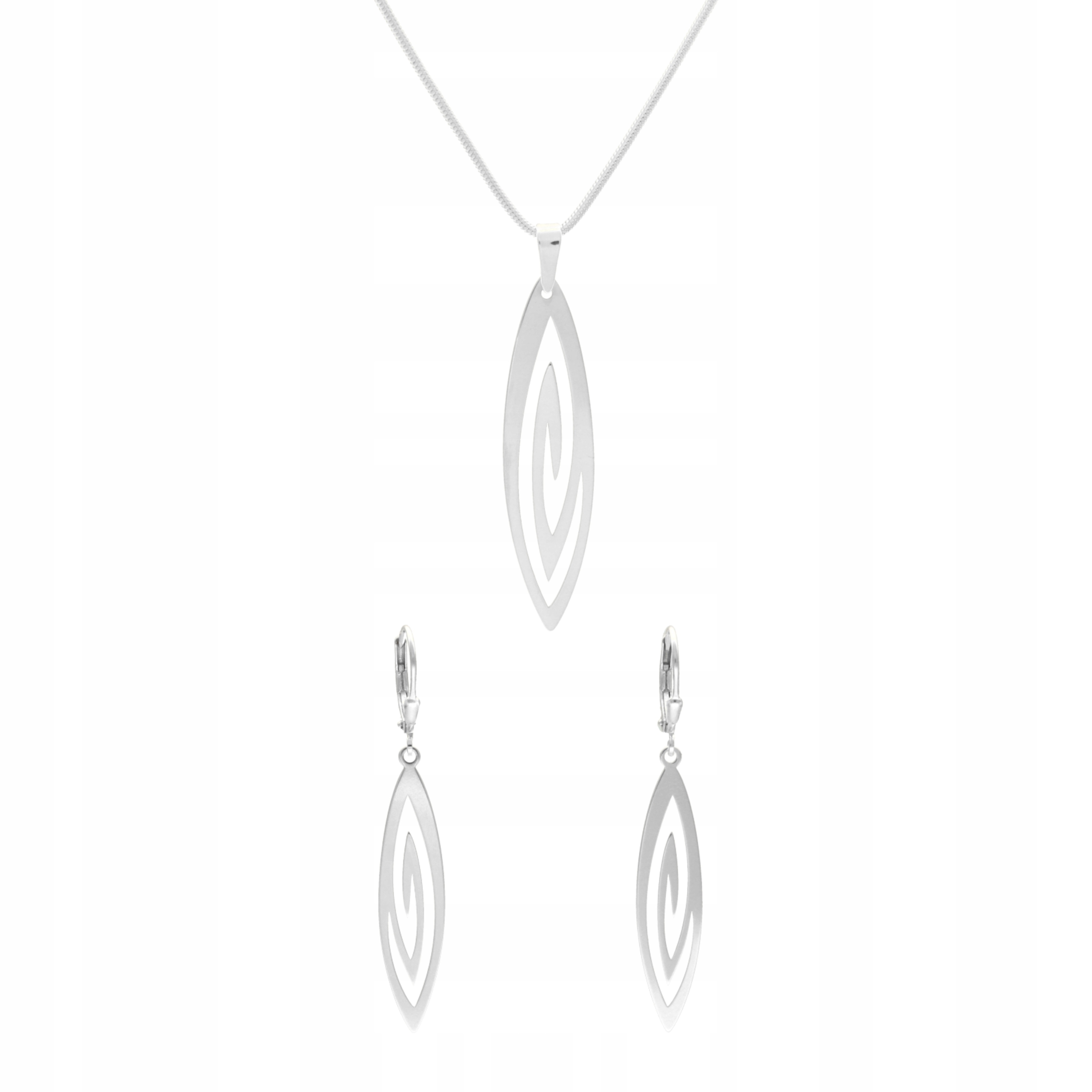 Komplet oválný, stříbro rhodiované