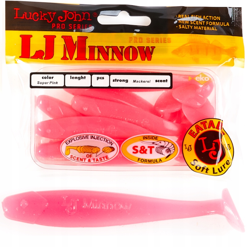 Guma Ripper Lucky John Minnow 3.3" 8.4cm F05 Pink 7szt. Na Sandacza