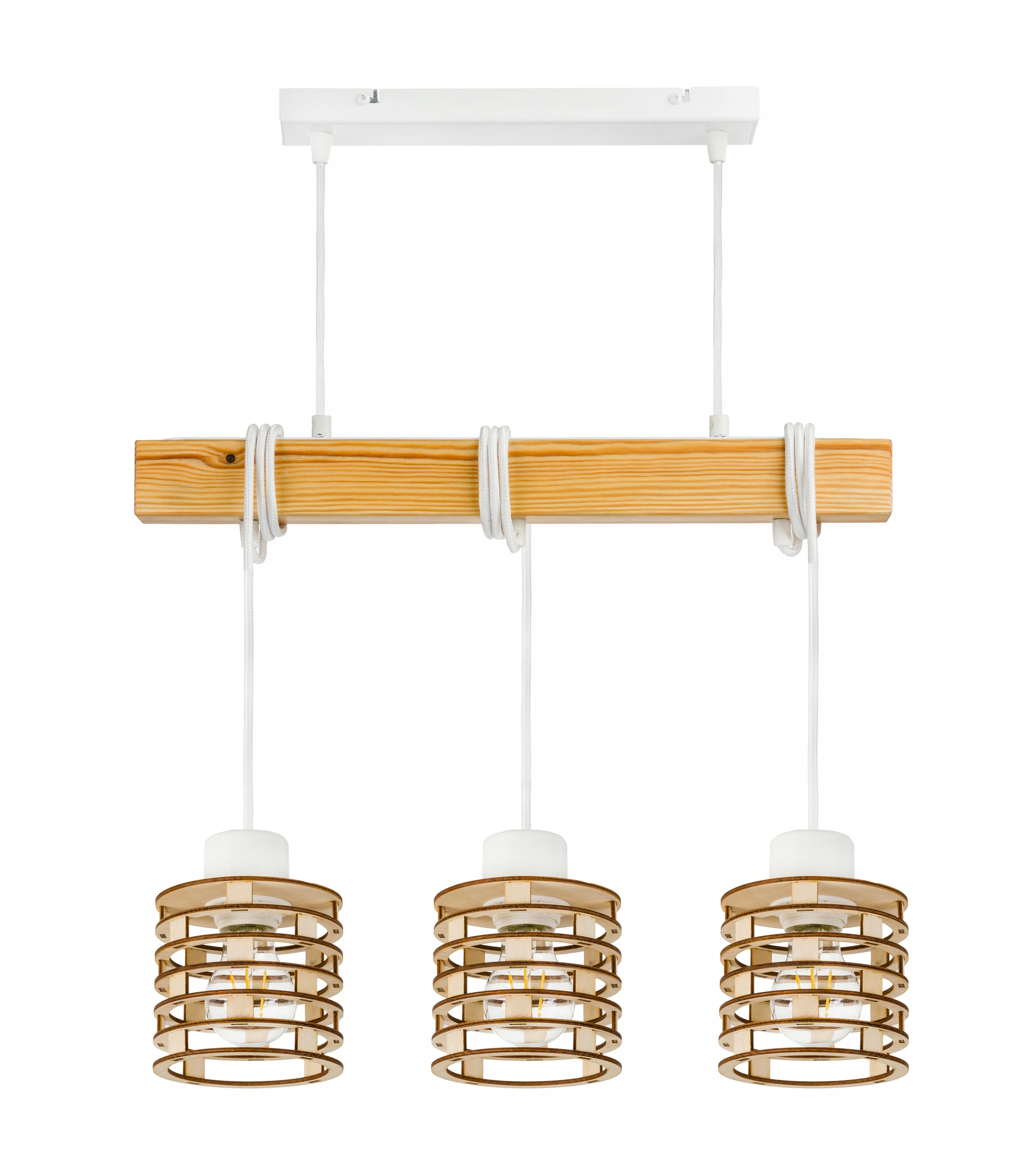 Dřevěná závěsná stropní lampa Lustr Zwis Loft Dřevo na 3x E27