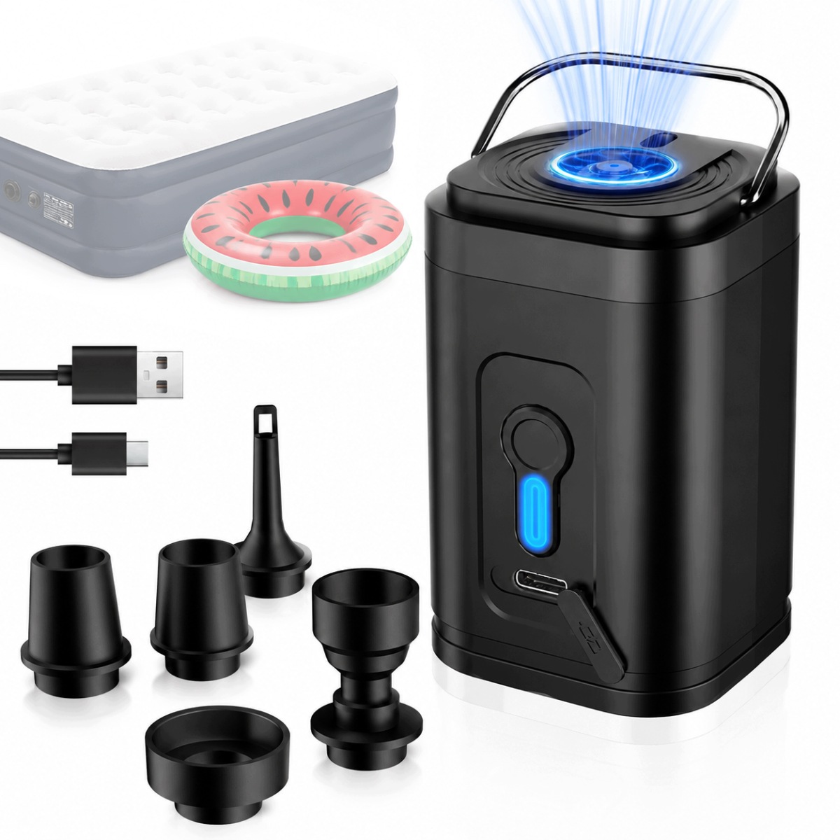 Mobilna Turystyczna Pompka Akumulatorowa Do Materacy Pontonów USB-1200 mAH