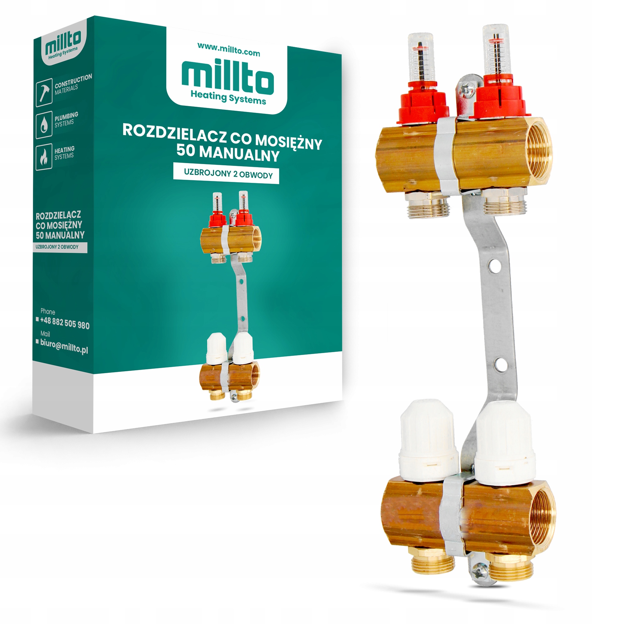 Podlahový rozdělovač 2 sekce Mosazné obvody