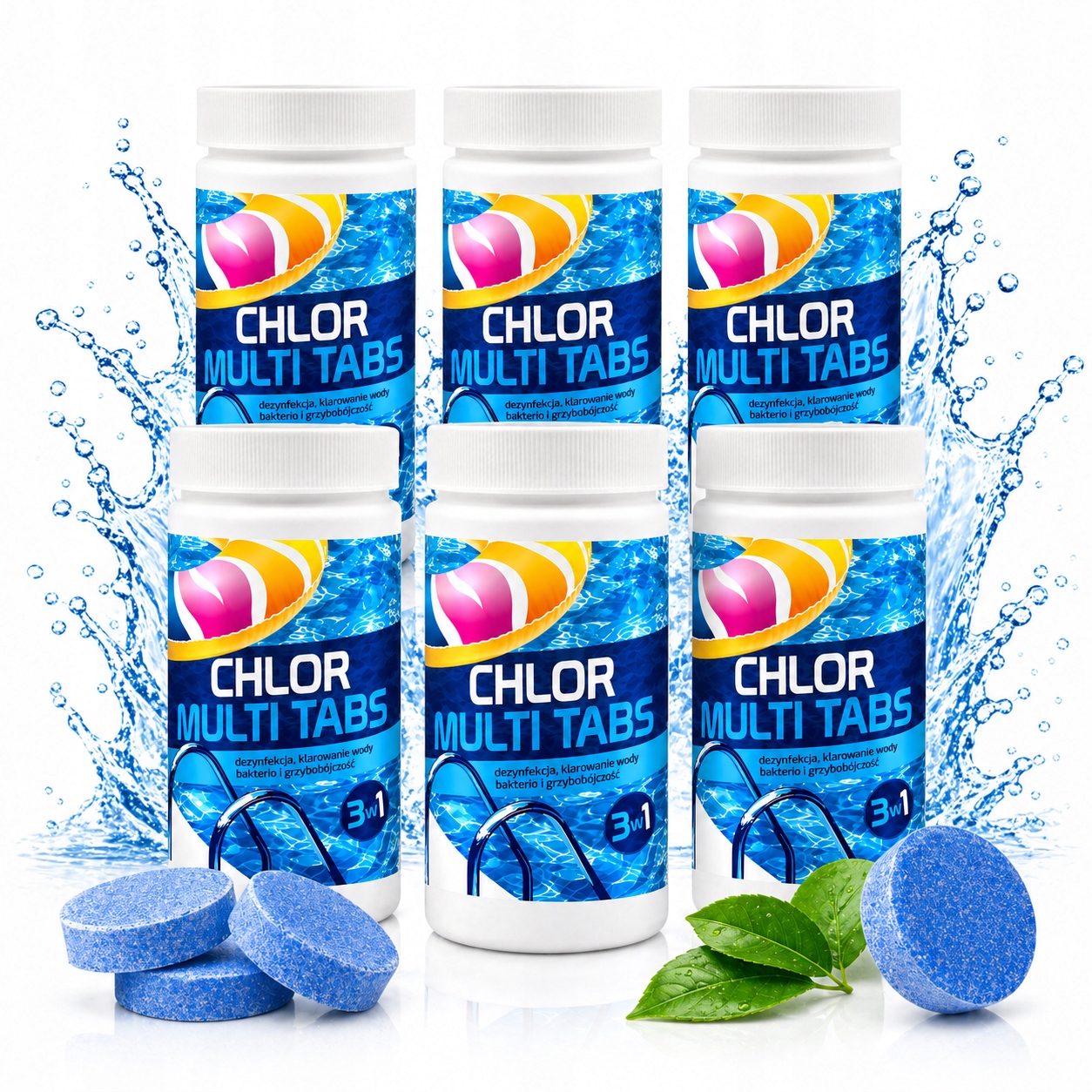 6 x Chlór Gamix Multi Tableta 1 kg Tabletky do bazéna s bazénovou chémiou 3v1