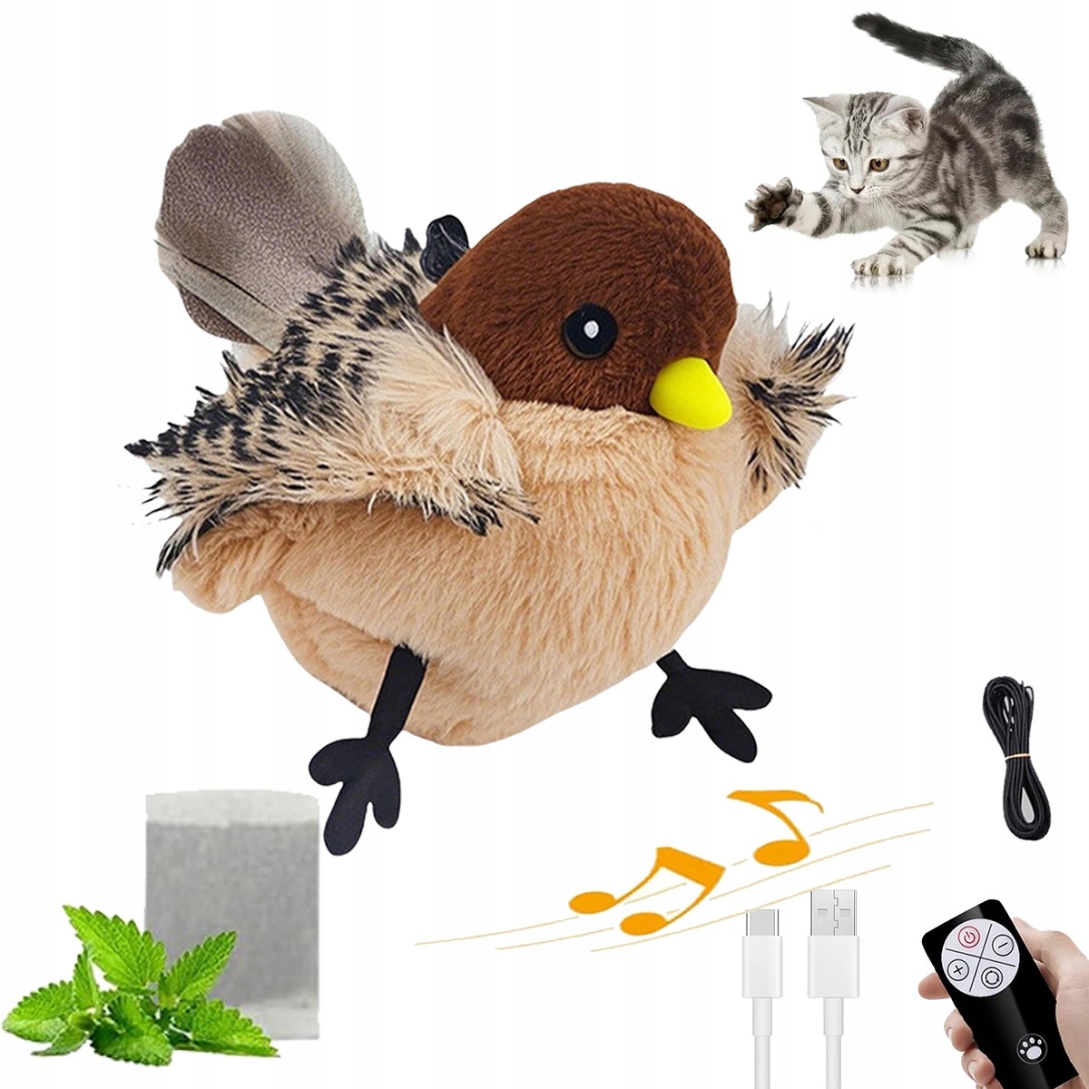 Levně Interaktivní Usb Hračka létající pták, Velikonoční Dárek Pro Kočky