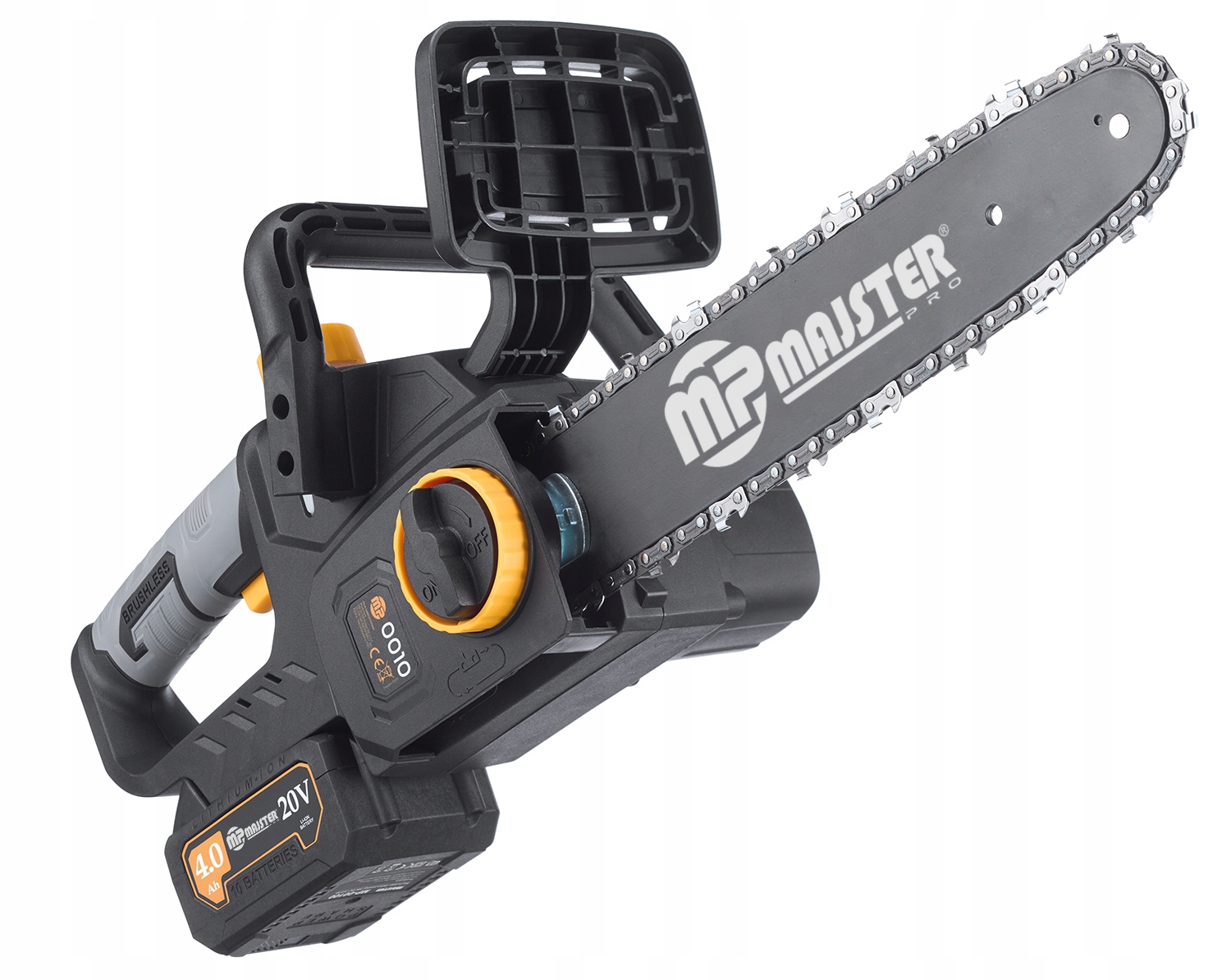 aku řetězová pila 30 cm, elektrická 2x4 Ah, MP0010 olej na lištu