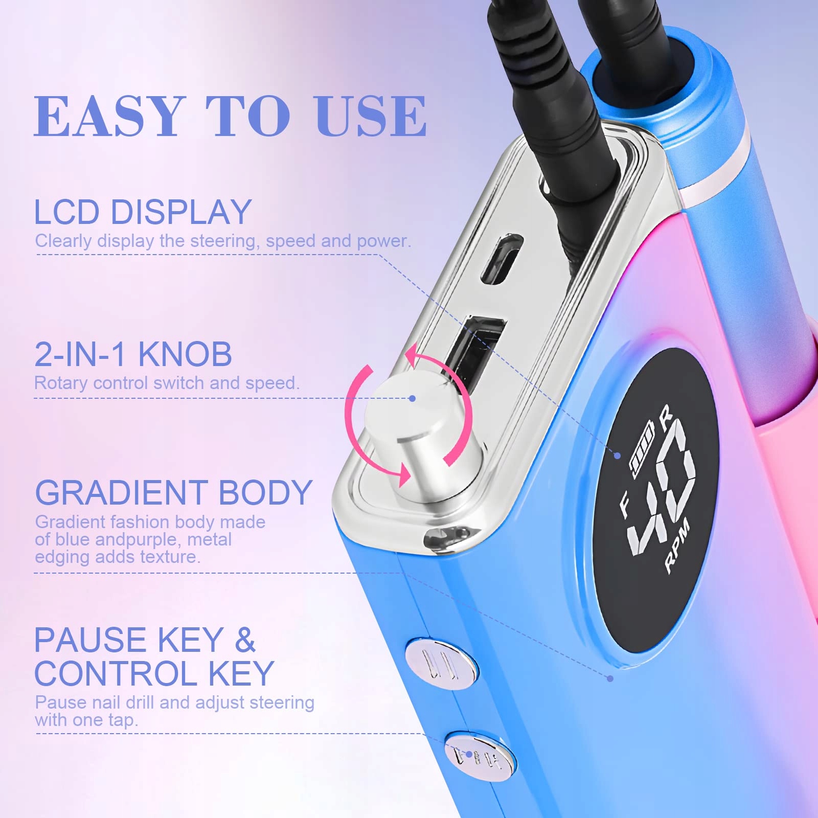 SAVILAND 12w1 40000 RPM Nail Drill for Manicure Pedicure — miniatura 6