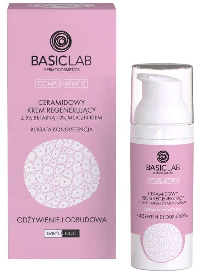 BasicLab Ceramidowy krem regenerujący z 5% betainą i 3% mocznikiem