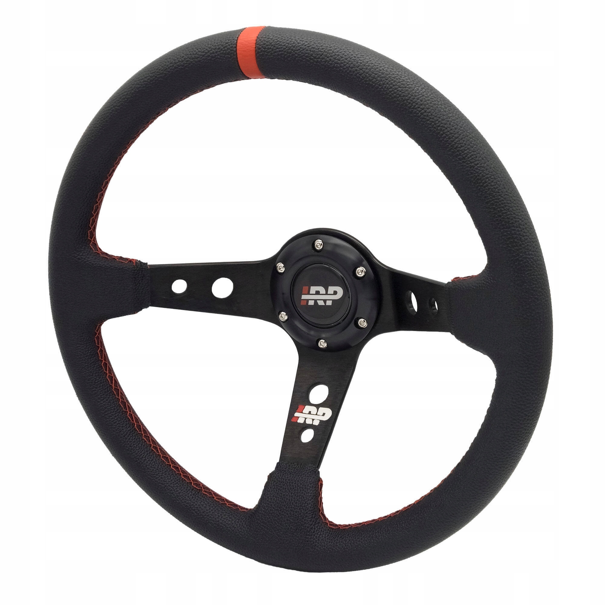 Kierownica sportowa skórzana 350/90mm klakson Irp
