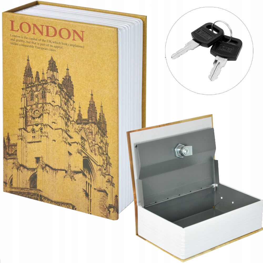 

Sejf Kasetka Książka na pieniądze klucze Metalowa