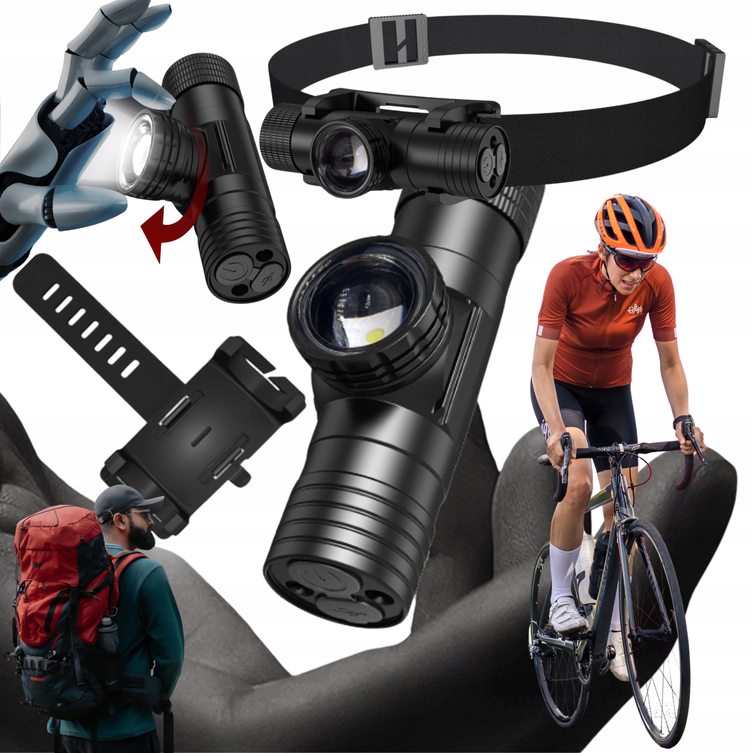 Čelovka Led Zoom Dálková S Magnetem Usb Držák Na Kolo