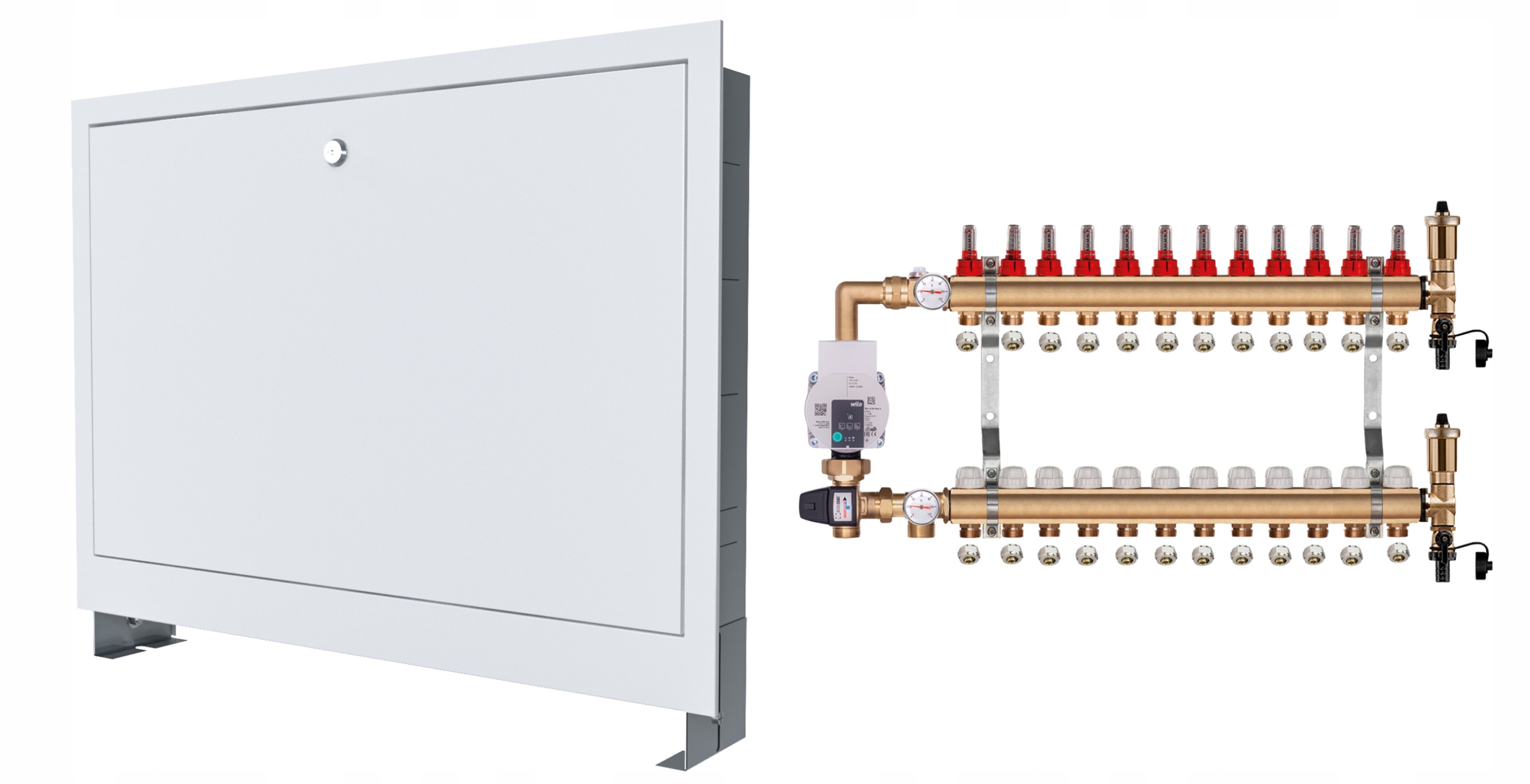 Mosazný Rozdělovač Pro Podlahovku 12 S Čerpadlem Wilo+podomítková Skříňka+pex