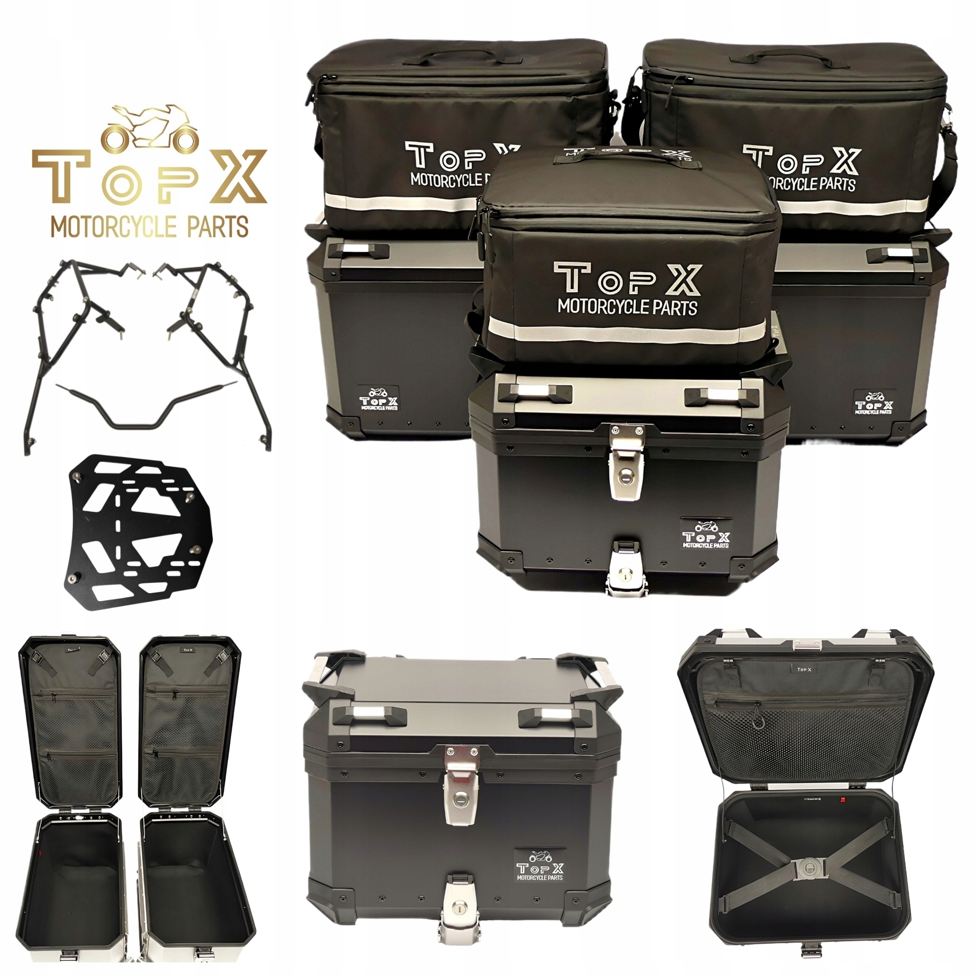 Suzuki DL 650 V-strom 11-16 Sada kufrů Boční rámy Alu Tašky Černá