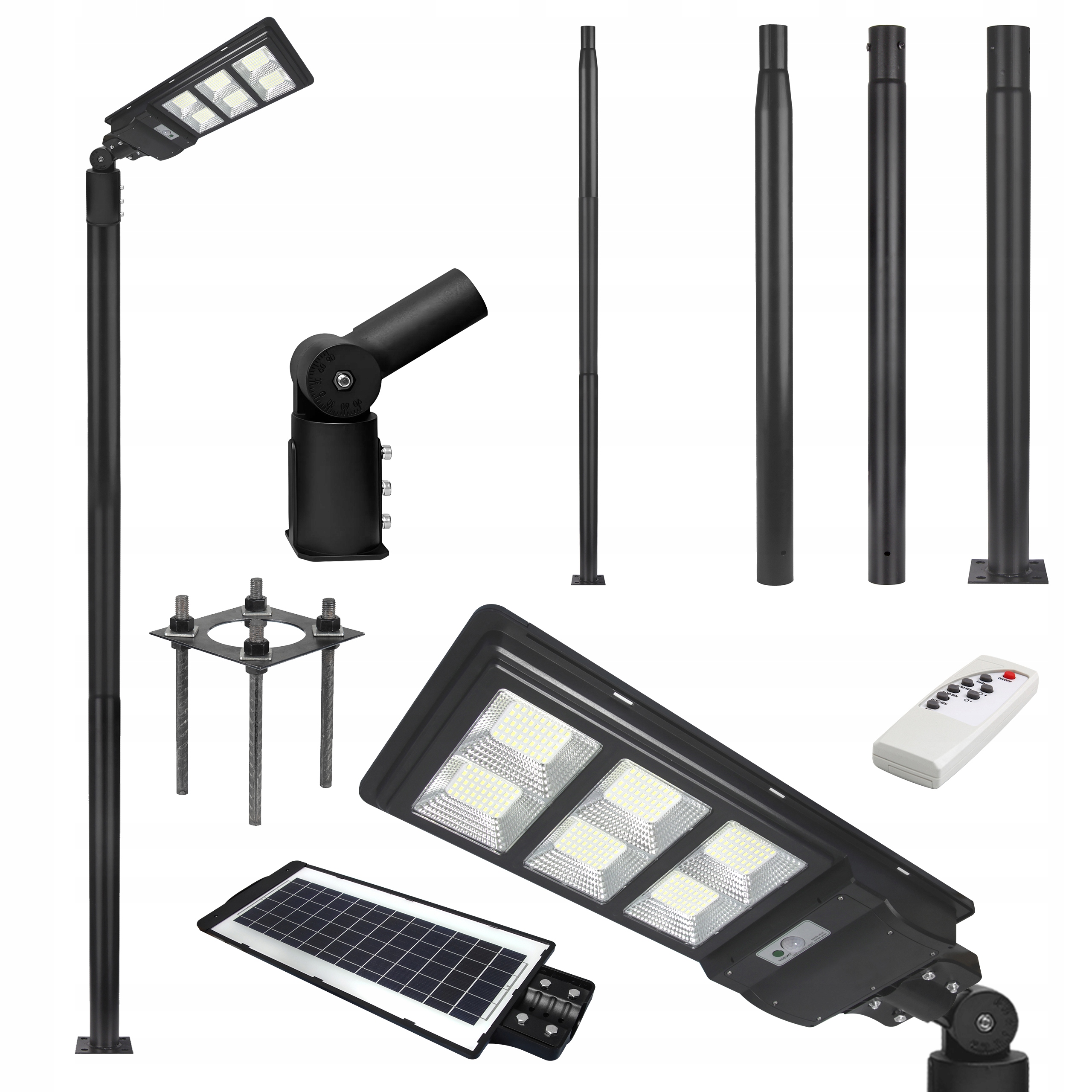 Osvetľovací stĺp 3 m Solárna Ulická lampa 270 W 60 mm 15 x 15 cm