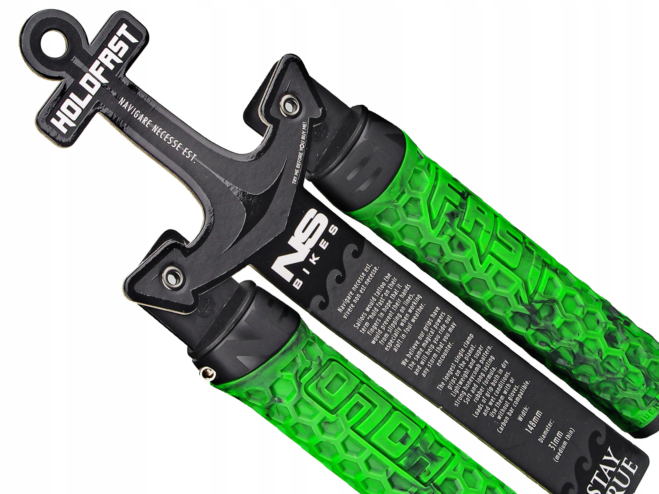 CHWYTY GRIPY ROWEROWE NS BIKES HOLD FAST ZIELONE PRZYKRĘCANE 148 mm Kod producenta NSP-3915