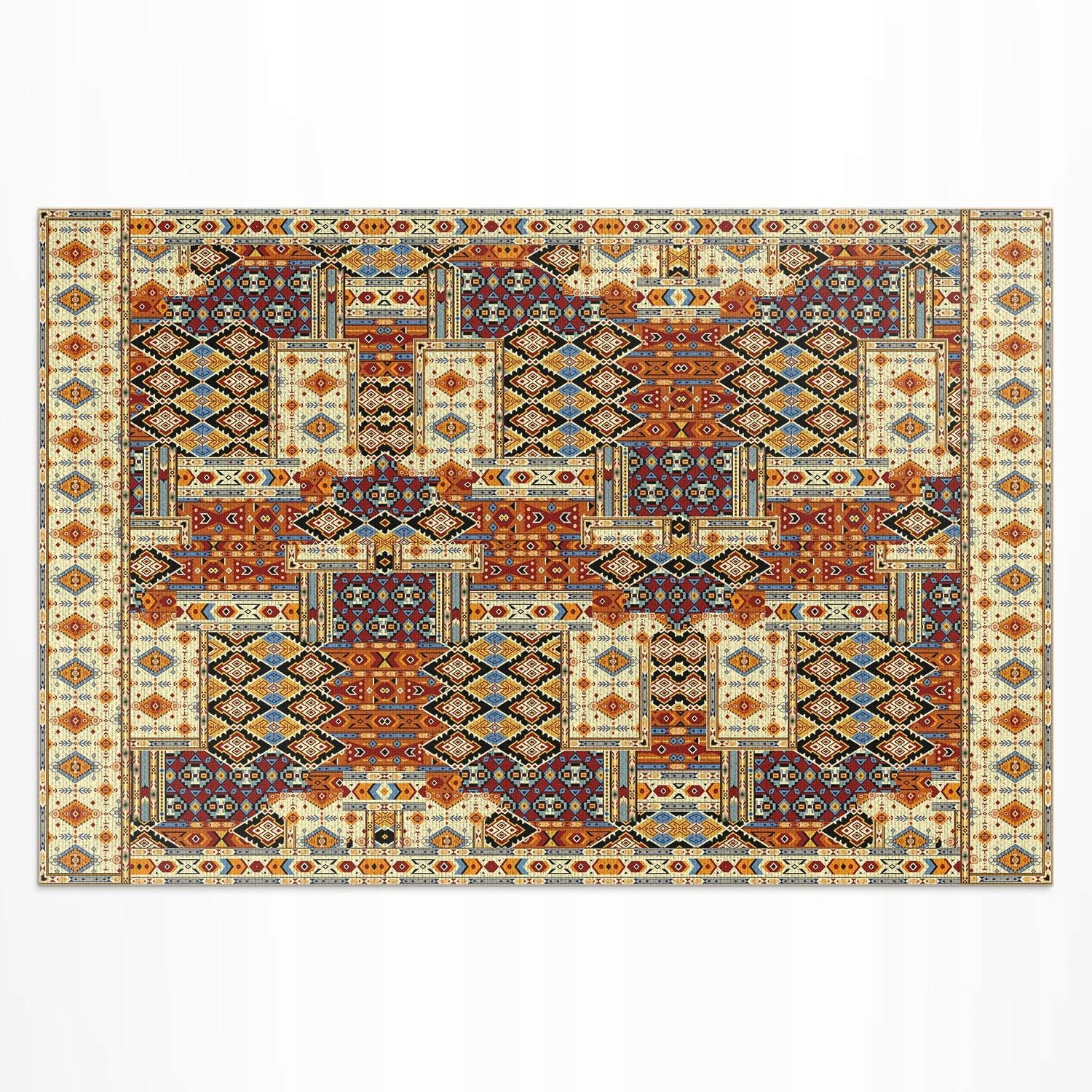 Vinylový vonkajší chodník Geometrický patchwork boho vintage 120 x 180 cm