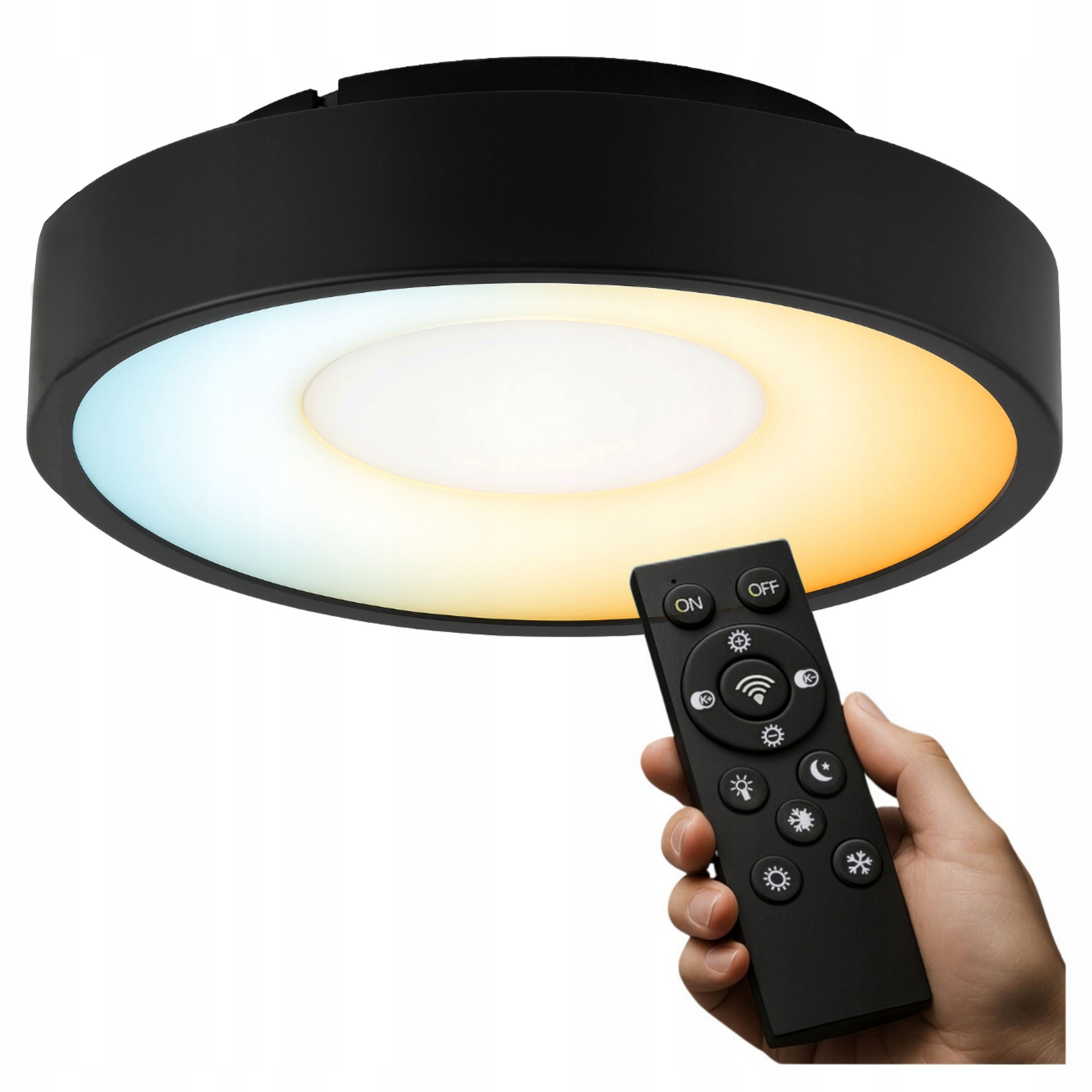 Stropní svítidlo Stropní Svítidlo Led Stmívatelná 3 Barvy 48 cm 50 W Kulatý Černá Dálkový Ovladač