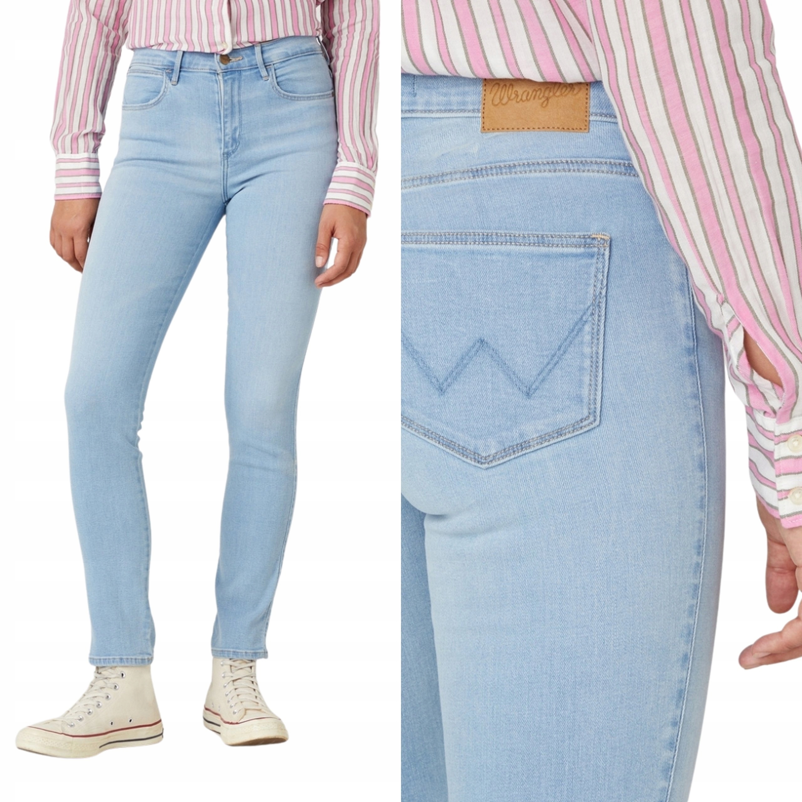 Wrangler kalhoty High Waist blue jeans Slim W27 L30