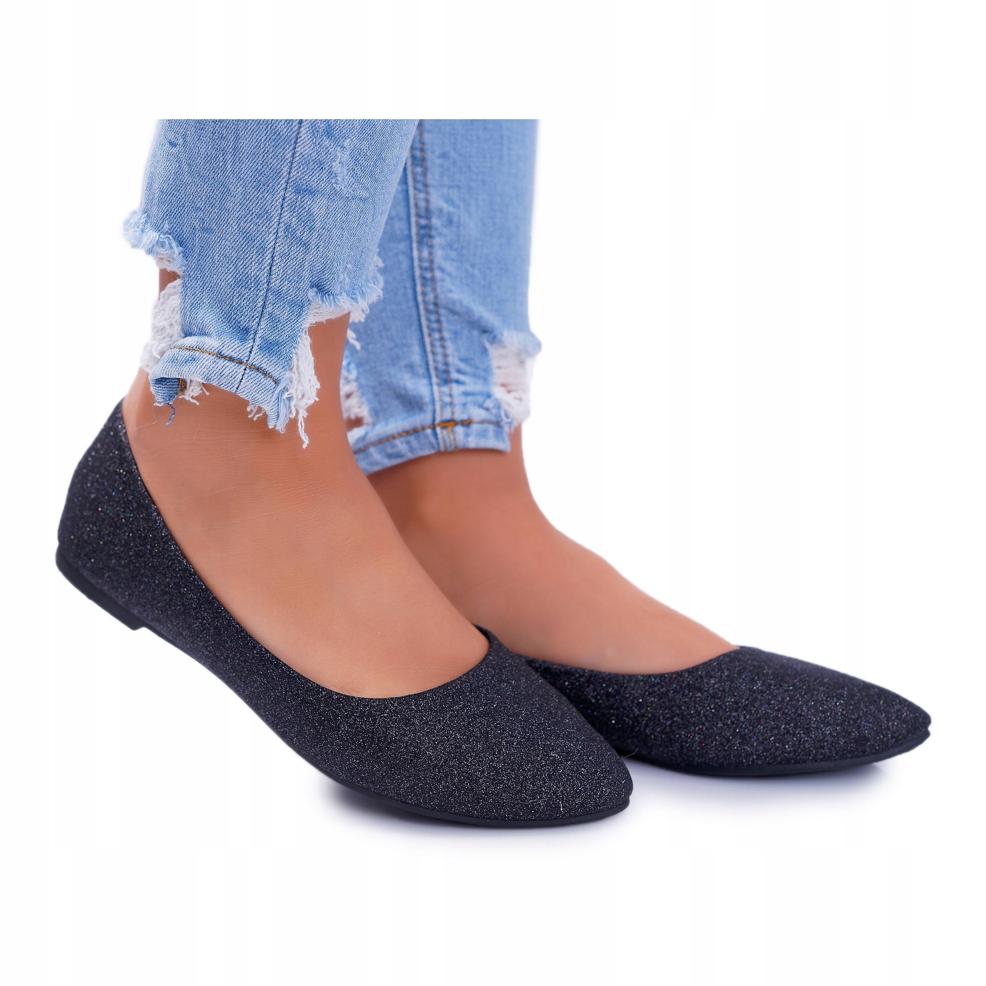 

Baleriny Damskie Brokatowe Czarne Fifi r.38
