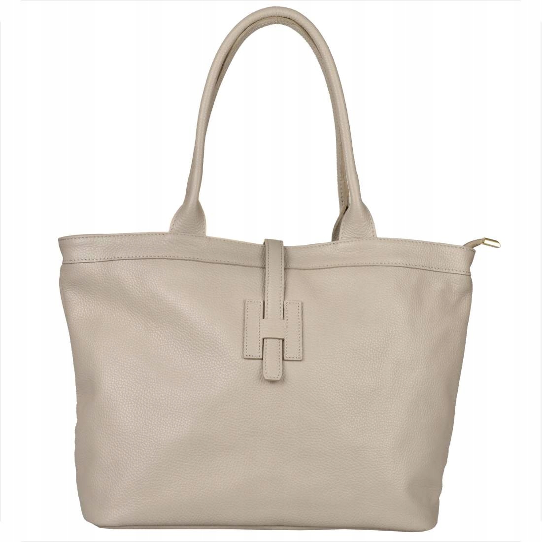 Kabelka shopper, přírodní kůže béžová XL, zlaté kování