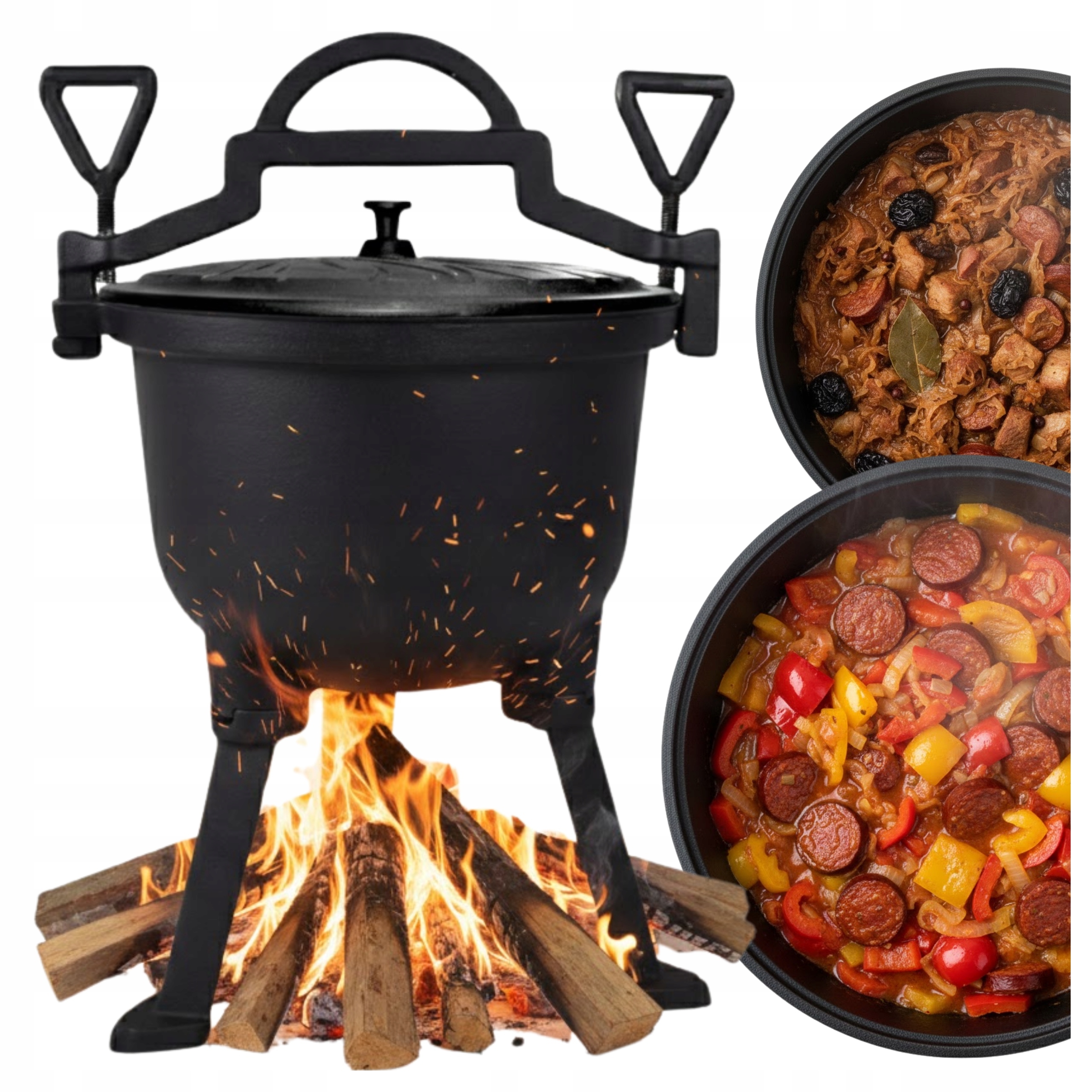 Litinový kotlík 4L na oheň Grill Lovecký hrnec Maďarský Polský