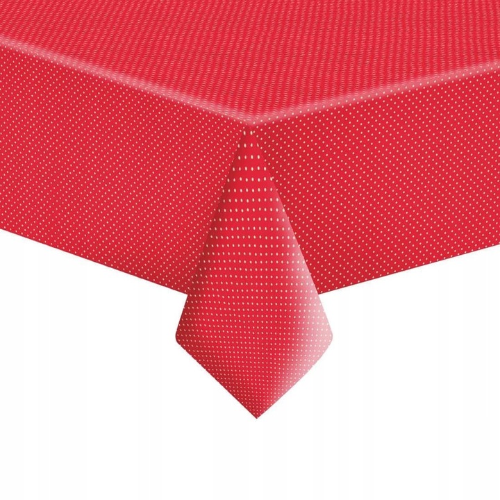 Obrus papierowy czerwony w białe kropki 120x180cm