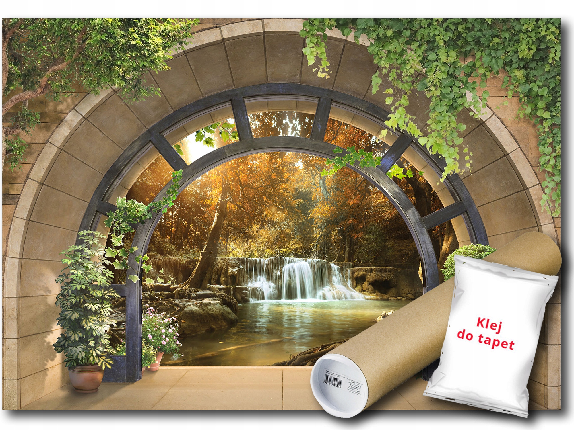 Vinylová Fototapeta Pohled Vodopád Les 368x254