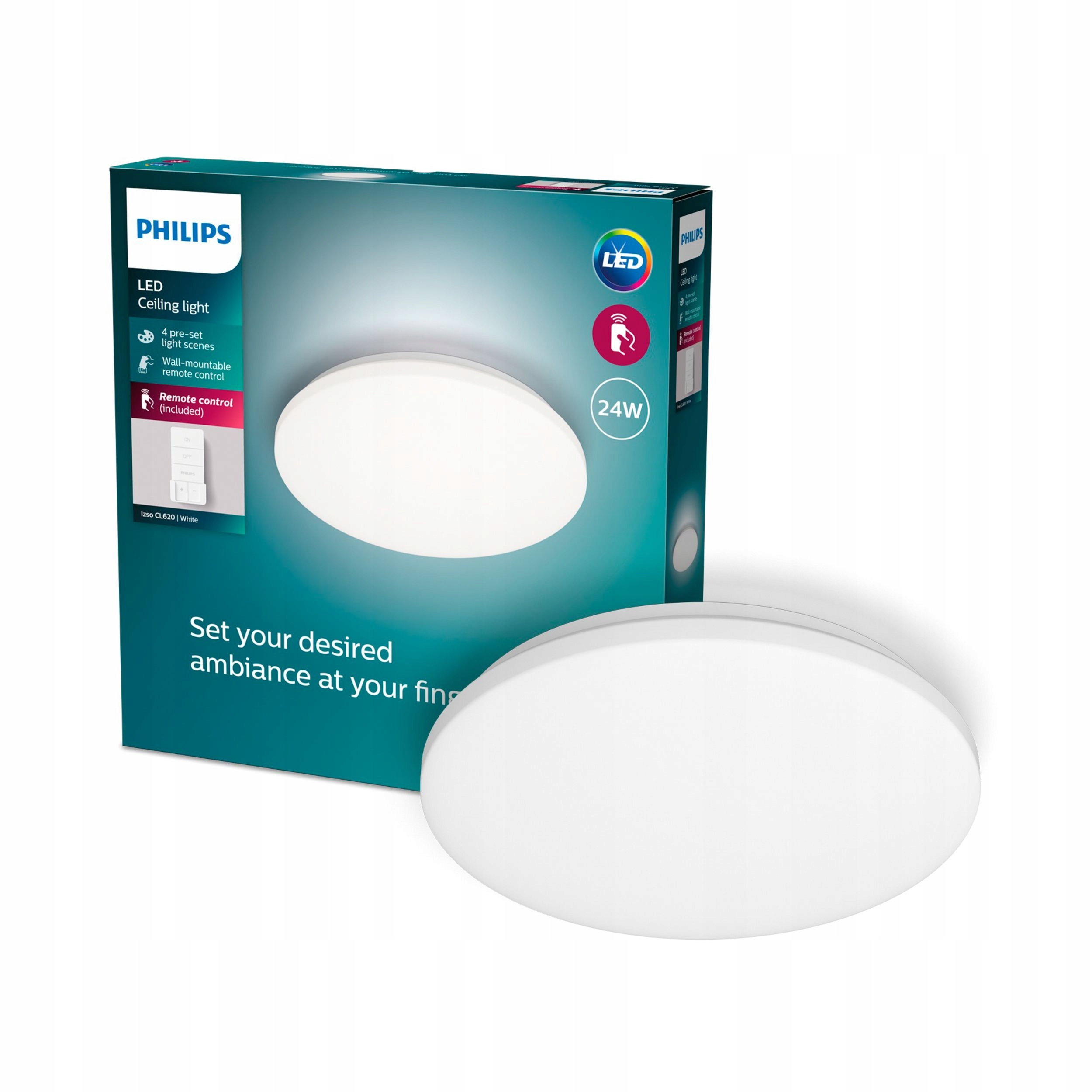 Stropné Svietidlo Led Stropné svietidlo 24W 2700-6500K Stmievateľná 38cm Diaľkový Ovládač Philips