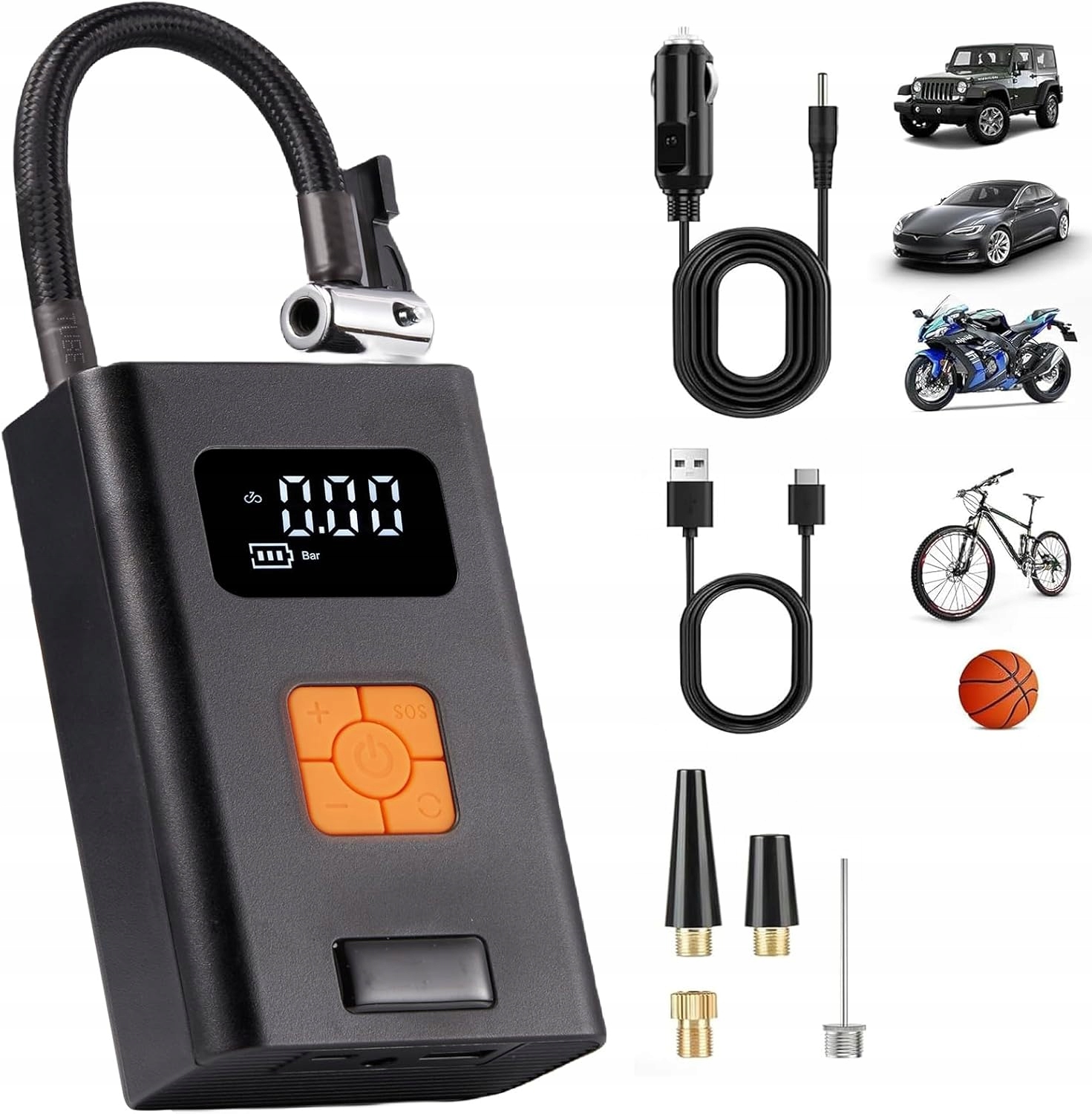 Cyklistický Automobilový kompresor Bezdrátová Pumpa 150 Psi 2000 mAh Led Usb
