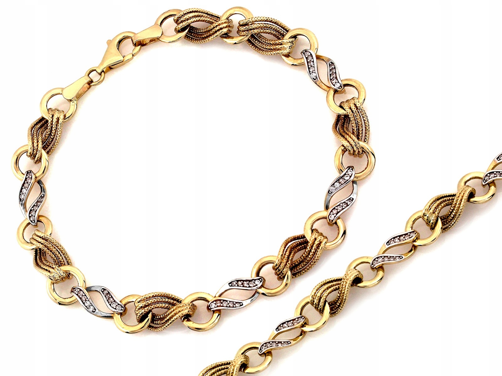 Elementární náramek s zirkony a bílým zlatem 585 14k 6.28g