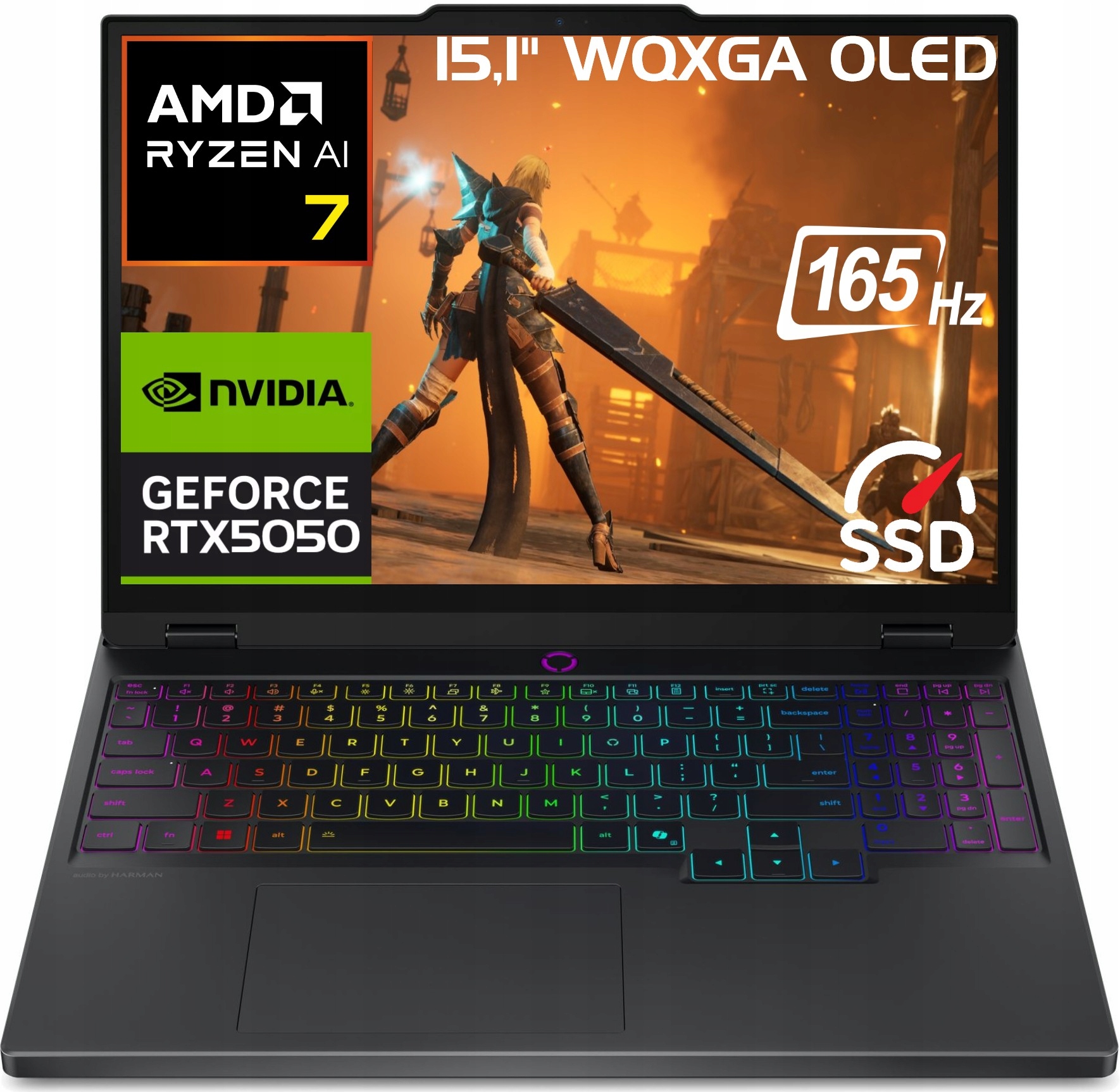 Laptop Lenovo Legion 5 15 Oled 165Hz R7 Ai 260 DDR5 16GB 1TB Rtx 5050 W11