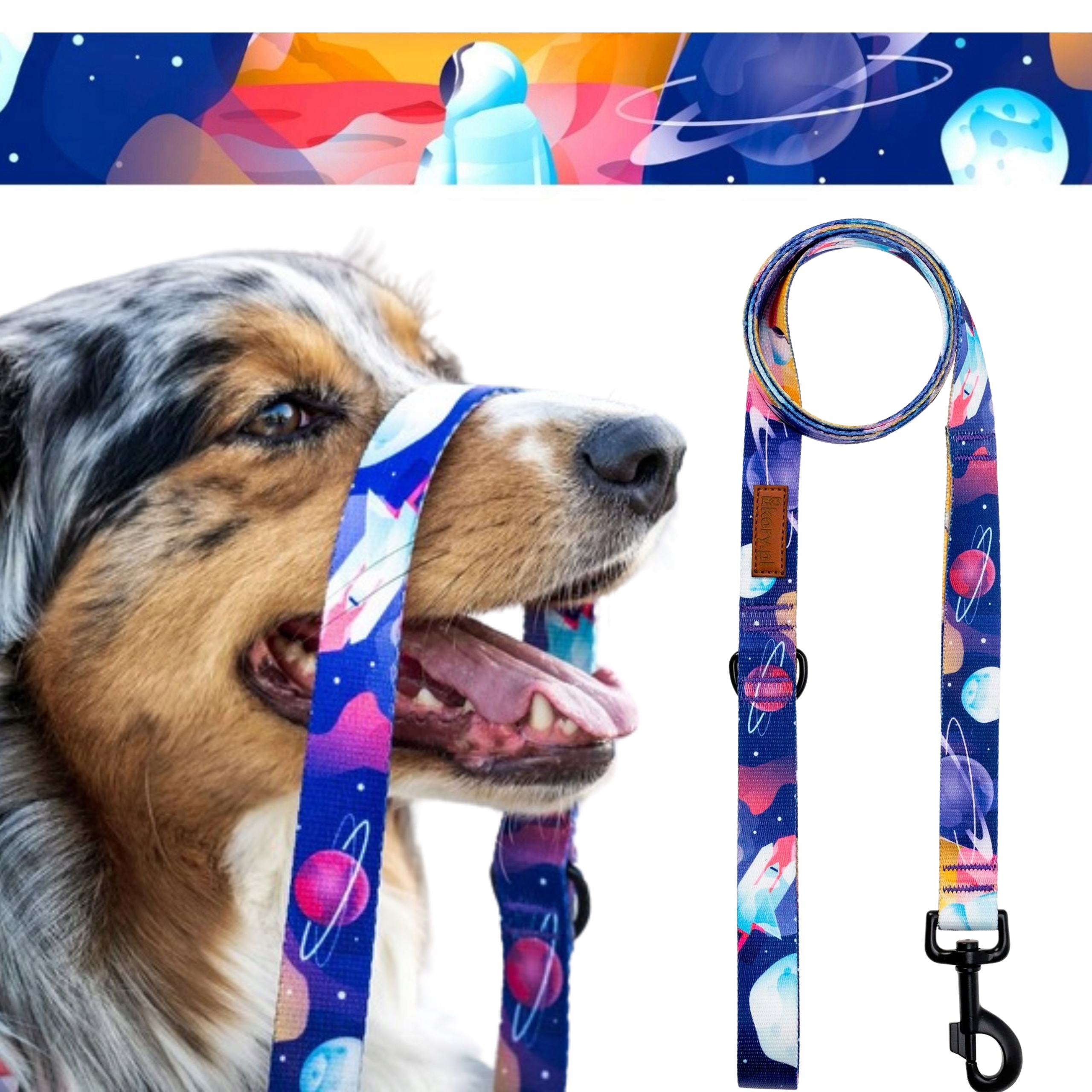 Tradiční vodítko s páskou pro malého pejska do 6 kg Ukory Barevná planeta