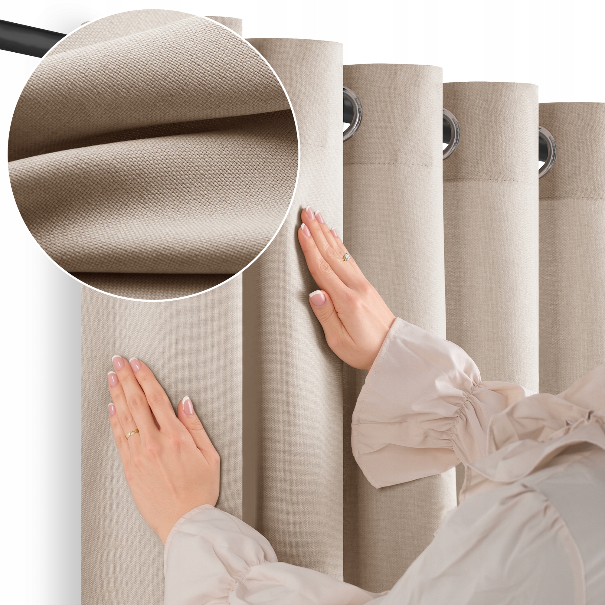 Filumi Závěs struktura len oka obývací pokoj Béžová 265x230