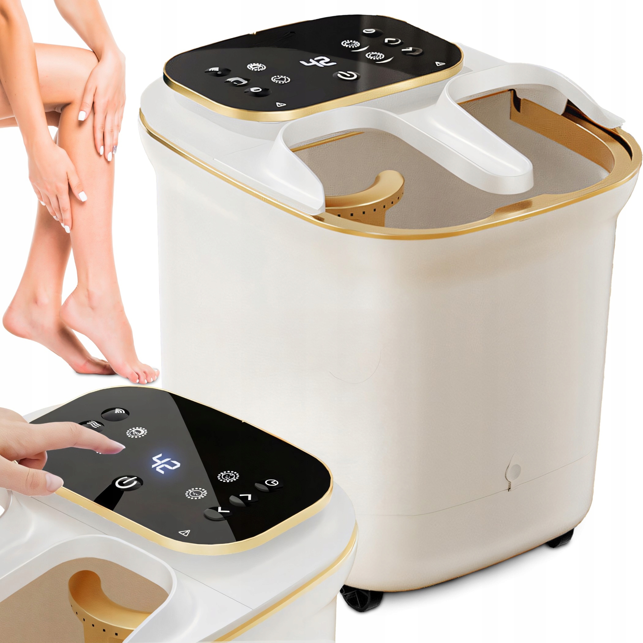 Masażer Do Stóp Wodny Hydromasażer Nóg Podgrzewany Głowice Rolki LCD 500W
