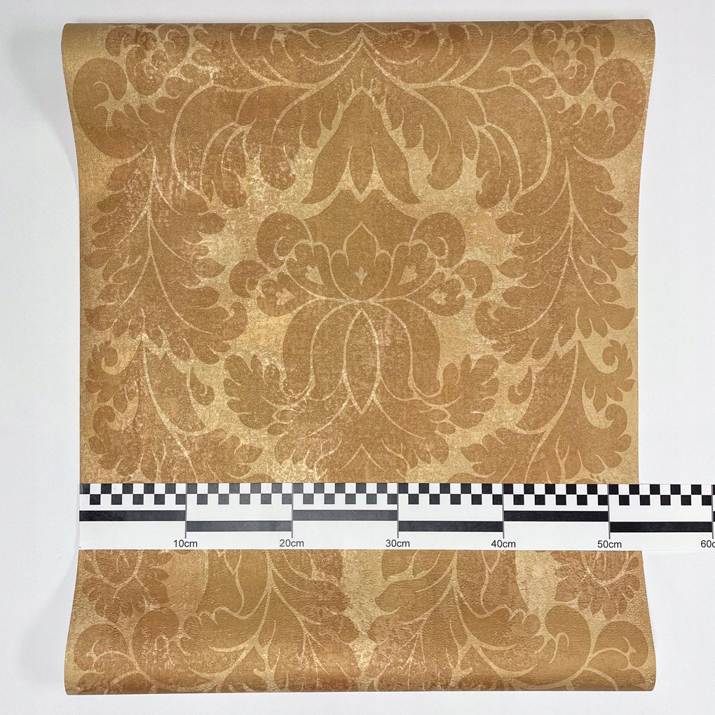 TAPETA PRZECIERANY ZŁOTY BRĄZ ORNAMENT GLAMOUR PAŁACOWA DAMASK STYL 14503 Szerokość produktu 53 cm