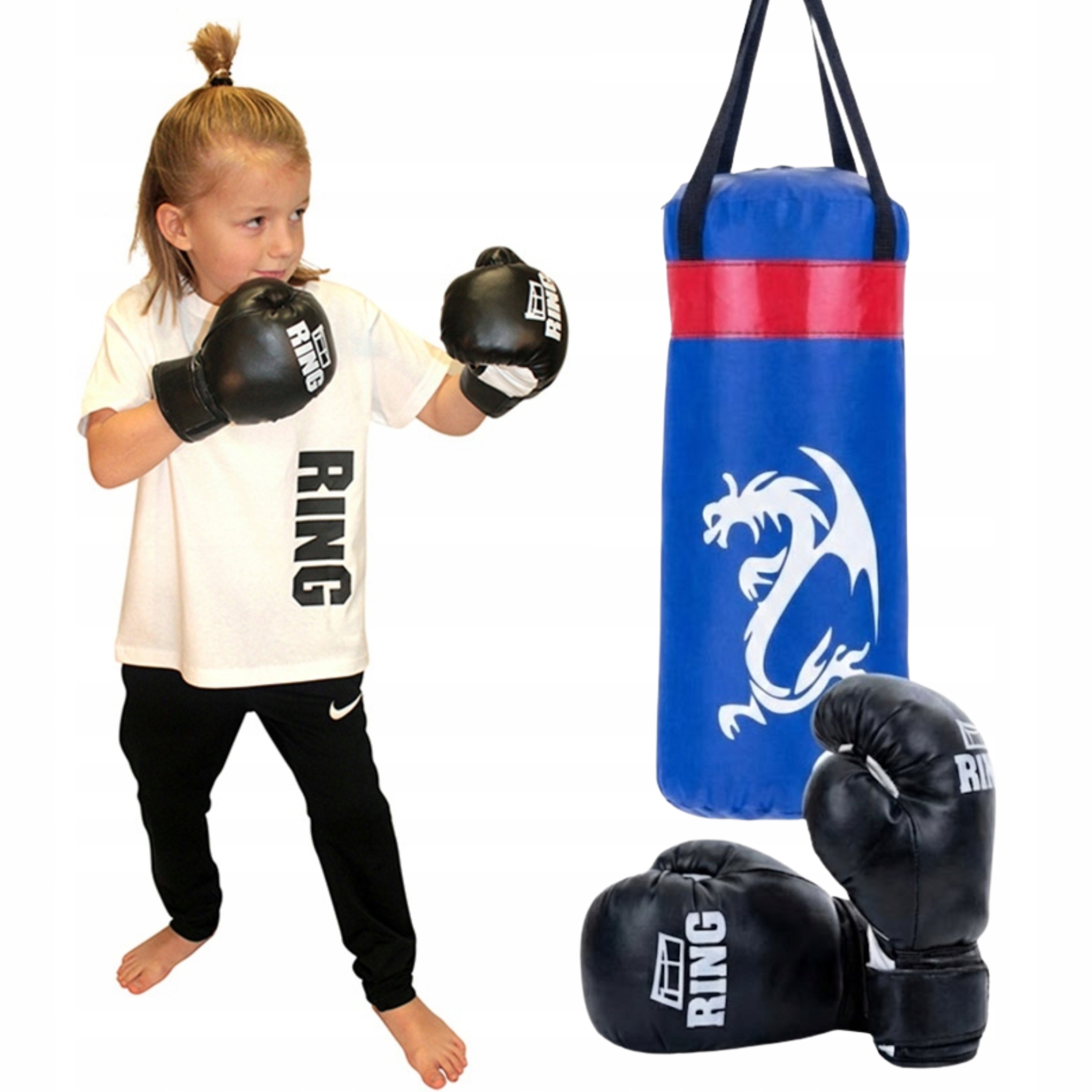 Worek Bokserski Dla Dzieci Wiszący Rękawice Bokserskie Dziecięce Zestaw