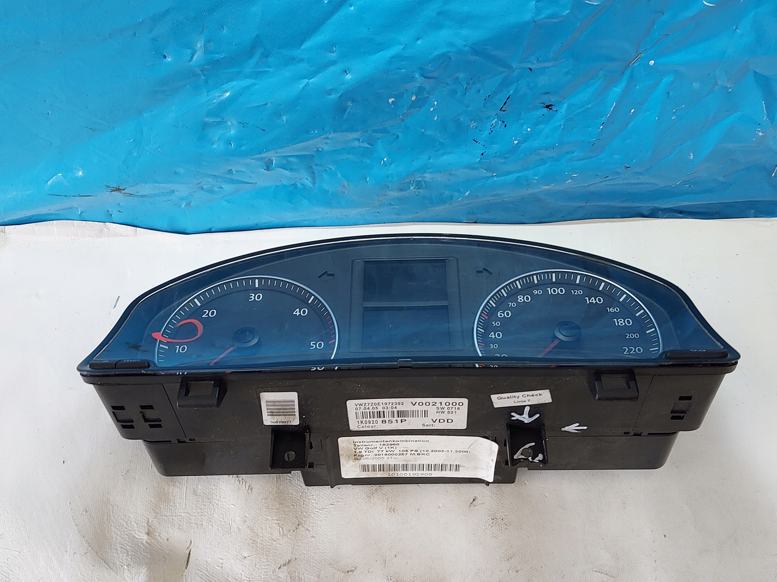 dials clock VW GOLF V 1.9 TDI 1K0920851P