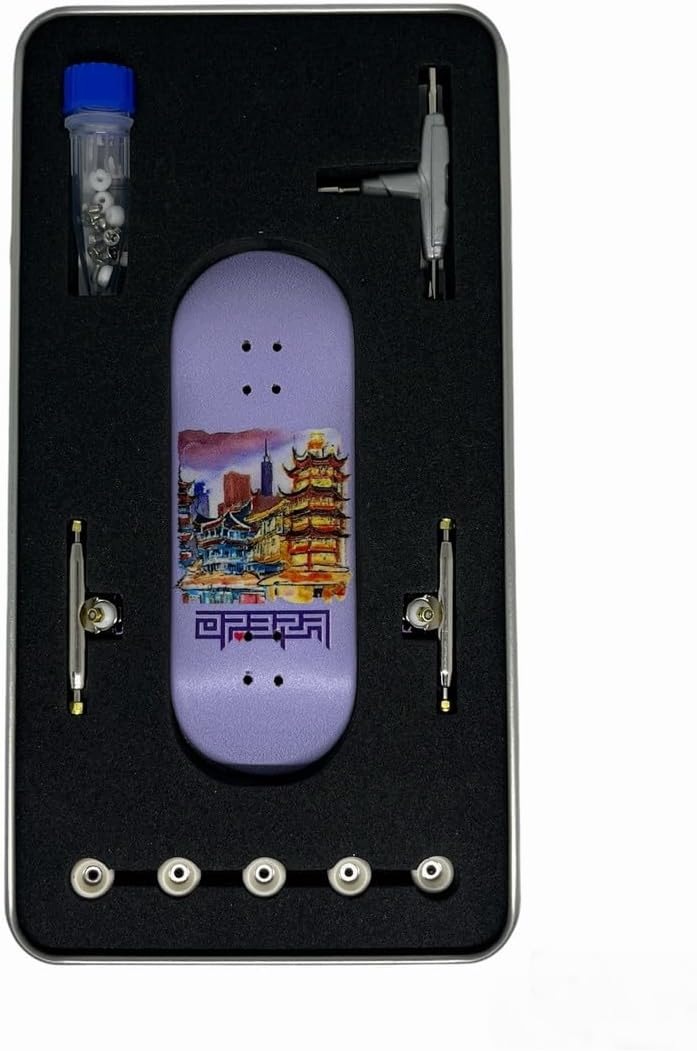 Fingerboard Leefai Pro klon 34x96 mm fioletowy z walizką i akcesoriami