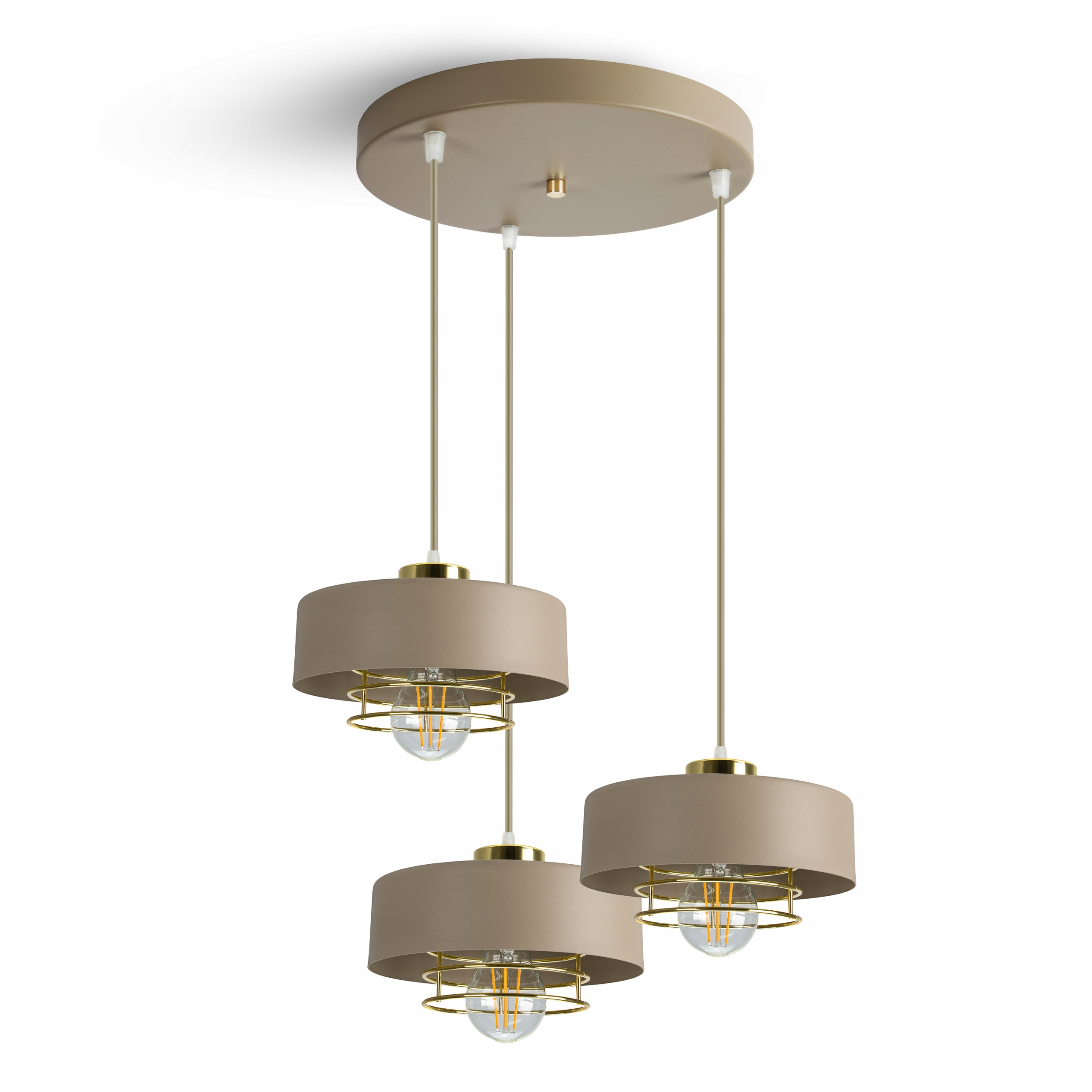 Velká Závěsné Stropní Svítidlo Béžový lustr Ecru Zlato 3xE27 Led 760-EZ3